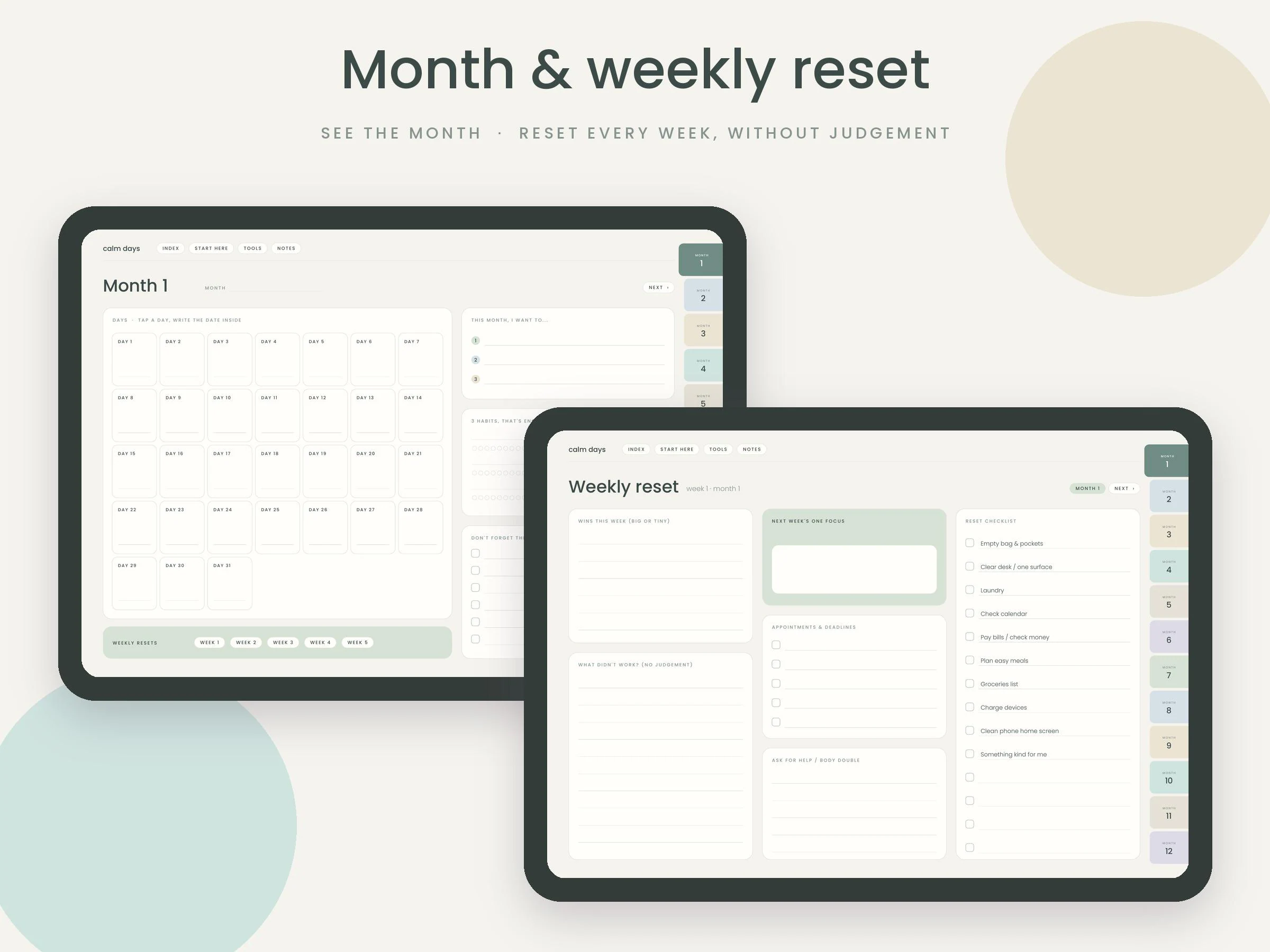 ADHD Planner, Undated Daily Planner, ADHD Friendly Digital Planner GoodNotes, Brain Dump, Focus Planner, Calm Minimalist iPad Planner - image 4