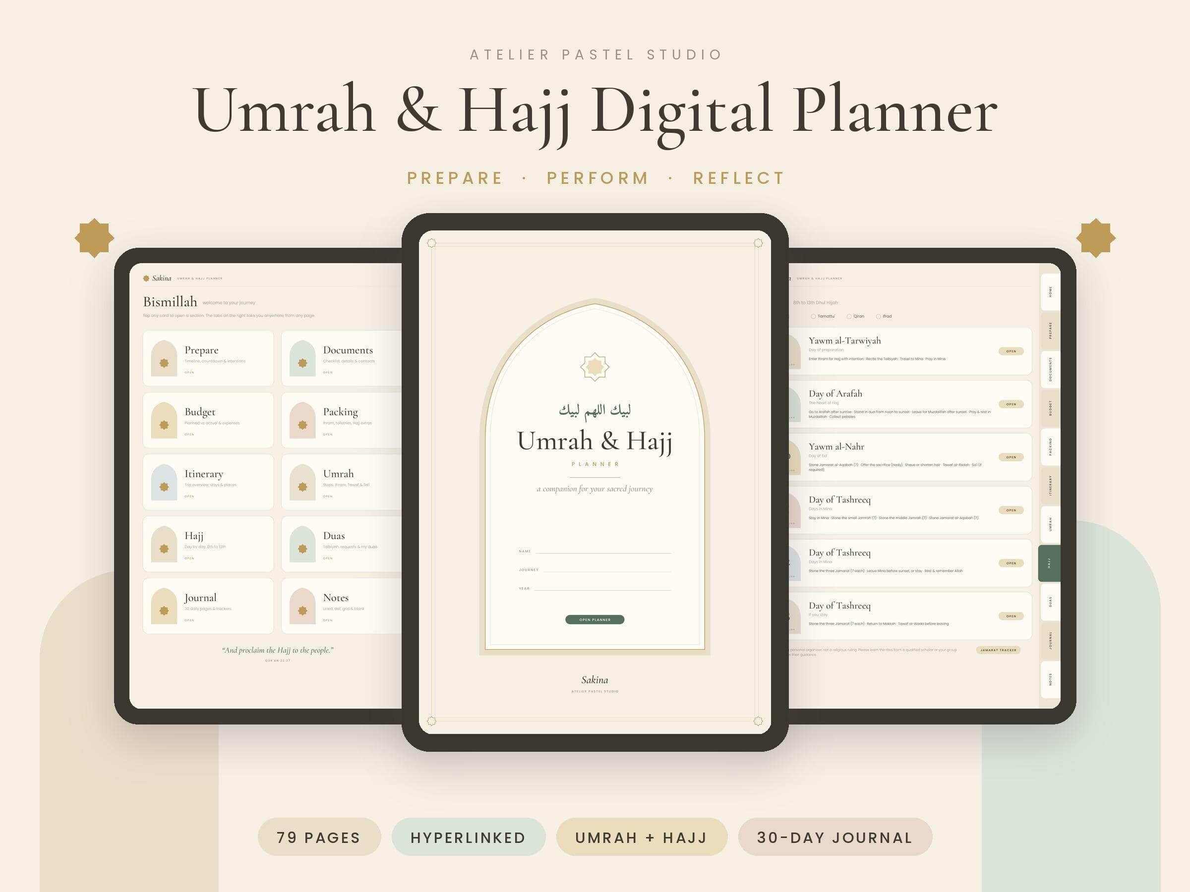 Umrah & Hajj Digital Planner, Islamic Travel Journal, Hajj Checklist, Umrah Packing List, Dua Journal, Muslim Gift, GoodNotes iPad