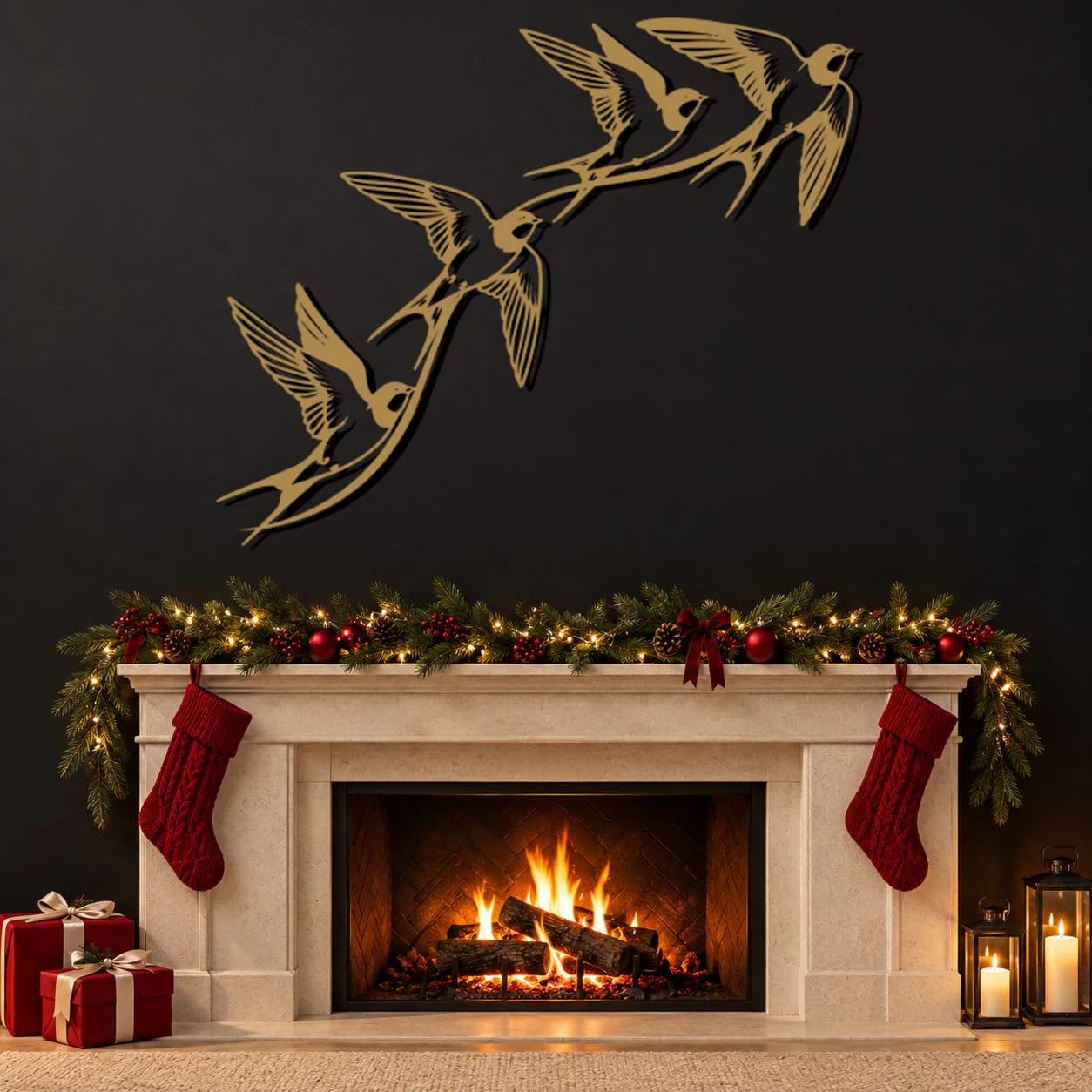 Swallow Metal Art, Four Flying Birds, Sweeping Wing Lines, Nature Metal Decor, Airborne Wildlife Artwork, Bird Lover Gift, Outline Sculpture - image 4