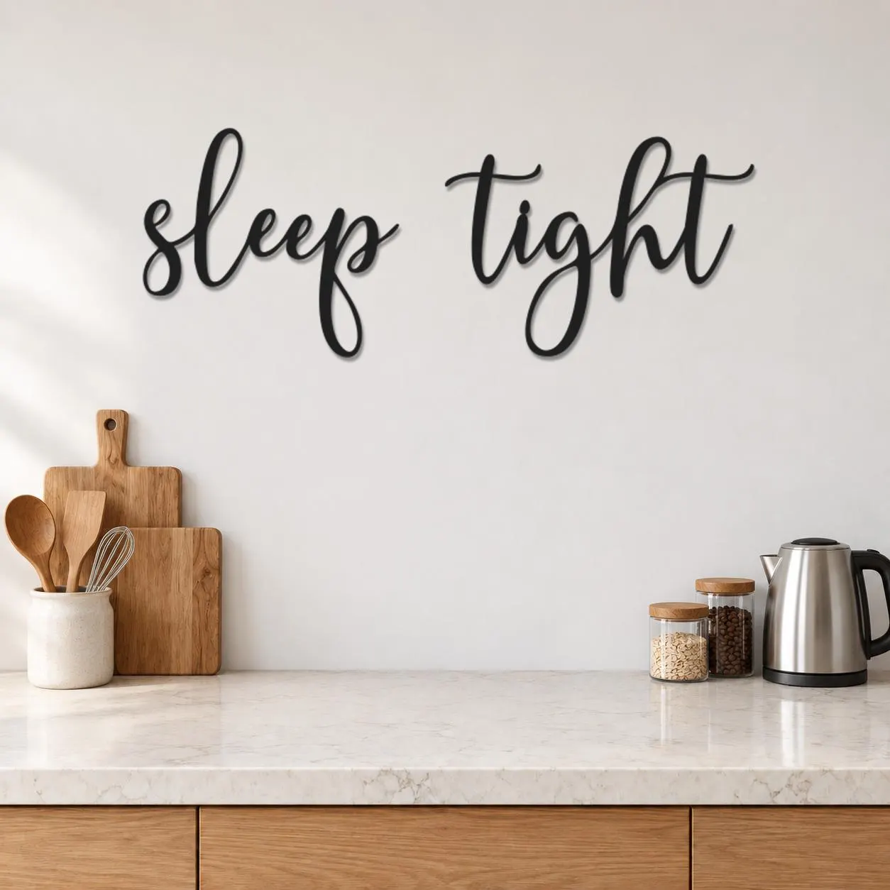 Sleep Tight Art, Handwritten Style Lettering, Gentle Evening Message, Decorative Script Sculpture, Simple Phrase Artwork, Metal Wall Hanging - image 2