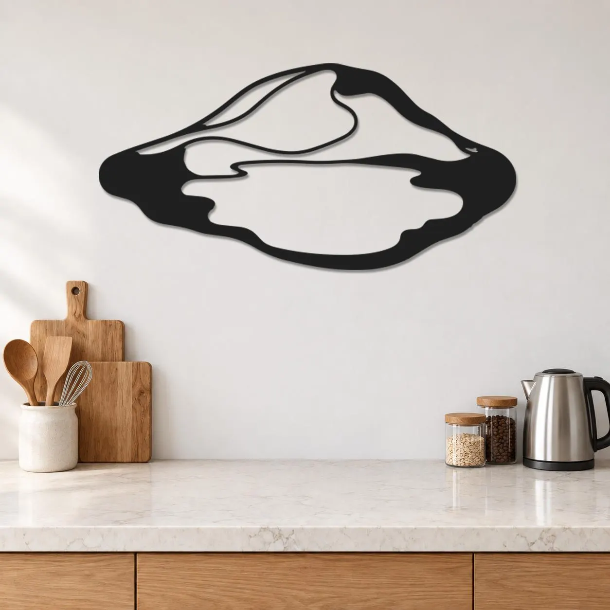 Mountain Reflection Art, Lake Outline Design, Curved Water Shape, Minimalist Scenic Decor, Outdoor Lover Gift, Wall Sculpture, Metal Artwork - image 2