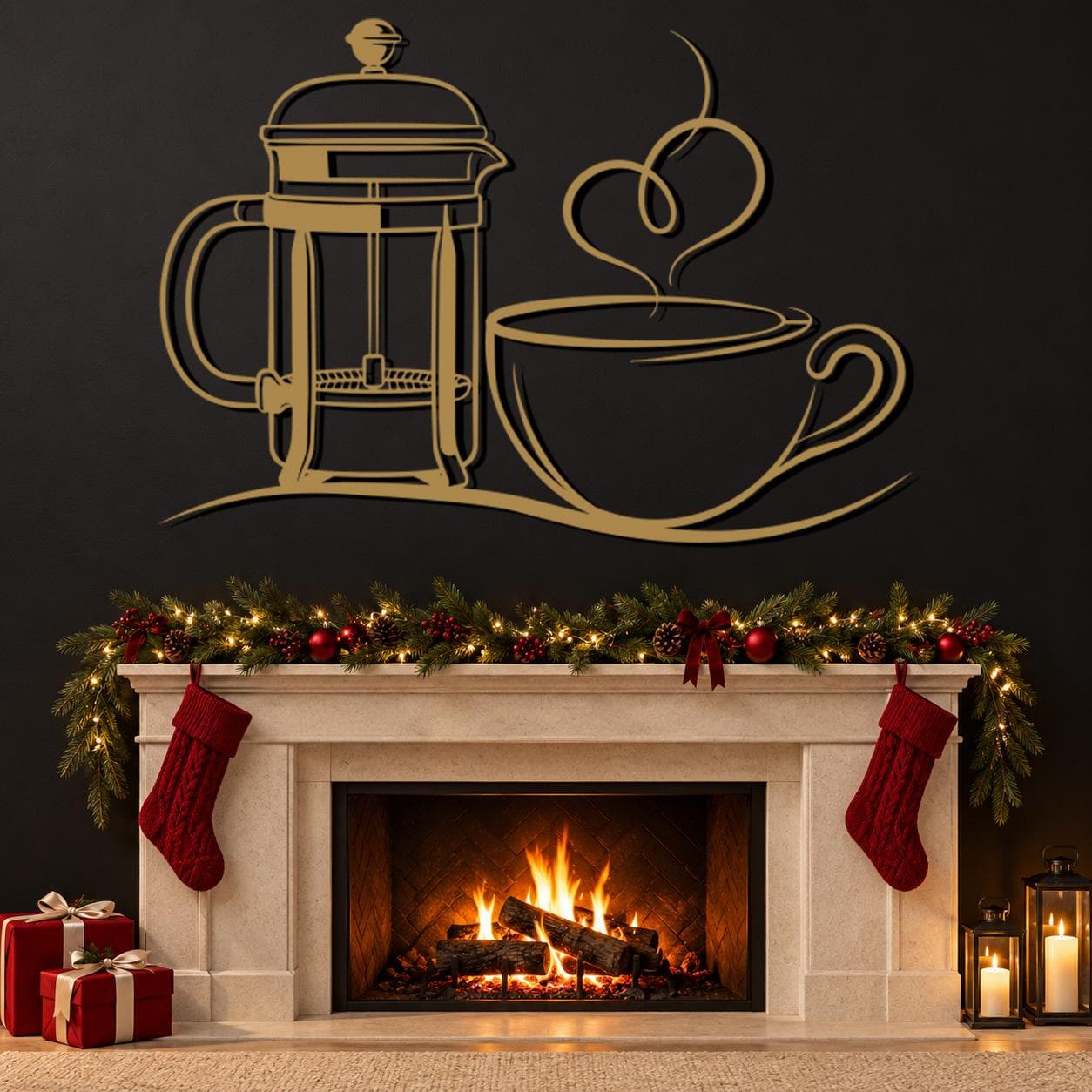 Coffee Metal Art, French Press Cup, Steam Curl Detail, Culinary Line Drawing, Beverage Wall Sculpture, Warm Drink Artwork, Coffee Lover Gift - image 5