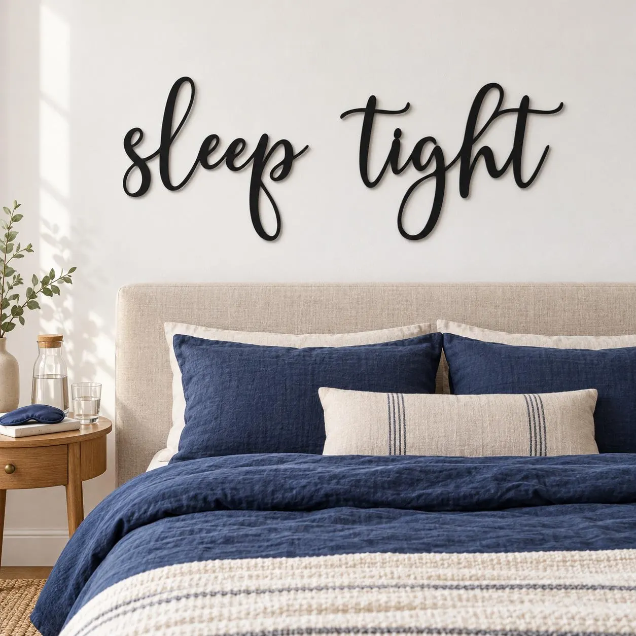 Sleep Tight Art, Handwritten Style Lettering, Gentle Evening Message, Decorative Script Sculpture, Simple Phrase Artwork, Metal Wall Hanging