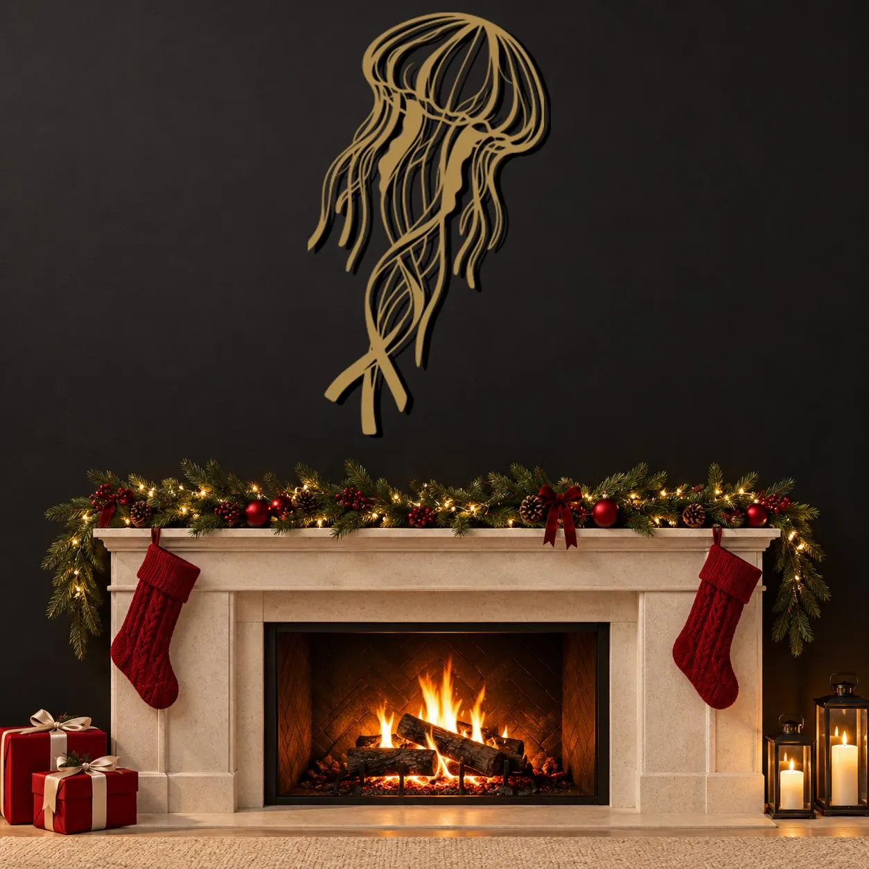 Jellyfish Metal Art, Flowing Tentacle Lines, Curved Bell Shape, Marine Wall Sculpture, Sea Life Drawing, Aquatic Artwork, Nautical Sculpture - image 5