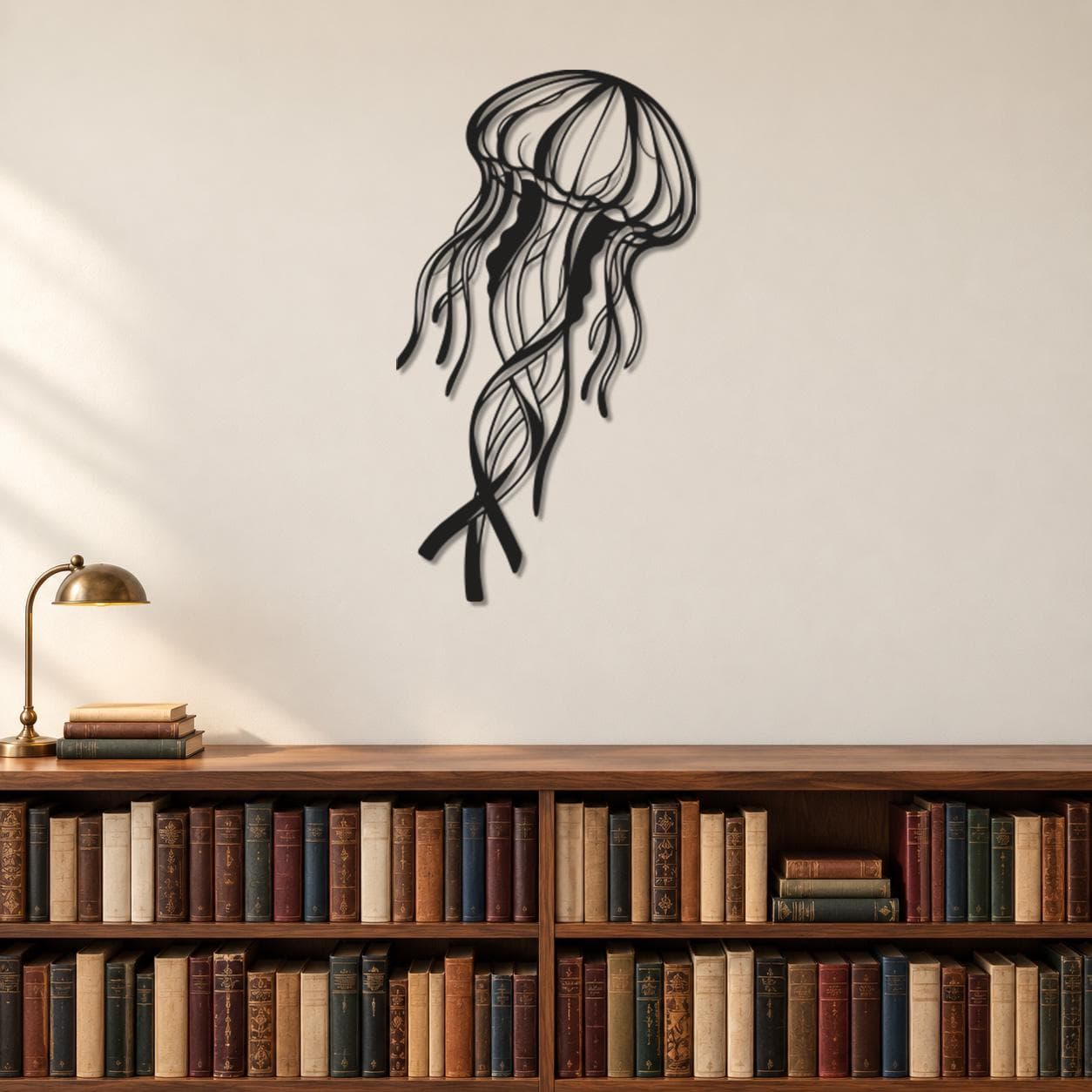 Jellyfish Metal Art, Flowing Tentacle Lines, Curved Bell Shape, Marine Wall Sculpture, Sea Life Drawing, Aquatic Artwork, Nautical Sculpture - image 4