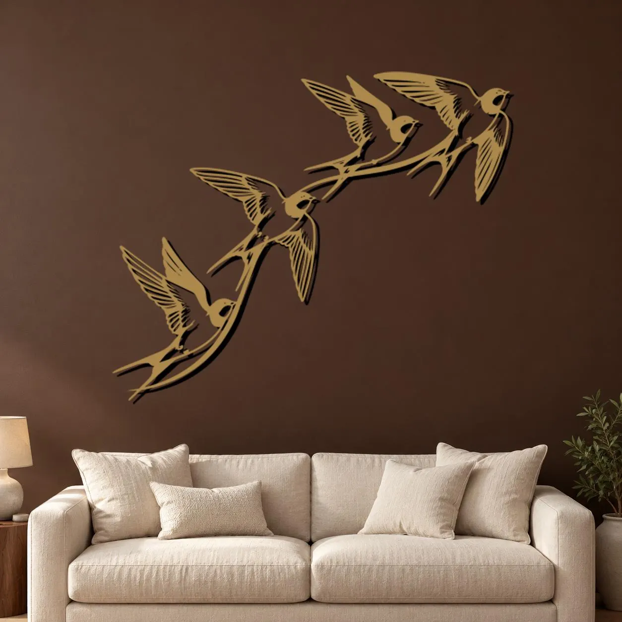 Swallow Metal Art, Four Flying Birds, Sweeping Wing Lines, Nature Metal Decor, Airborne Wildlife Artwork, Bird Lover Gift, Outline Sculpture - image 5