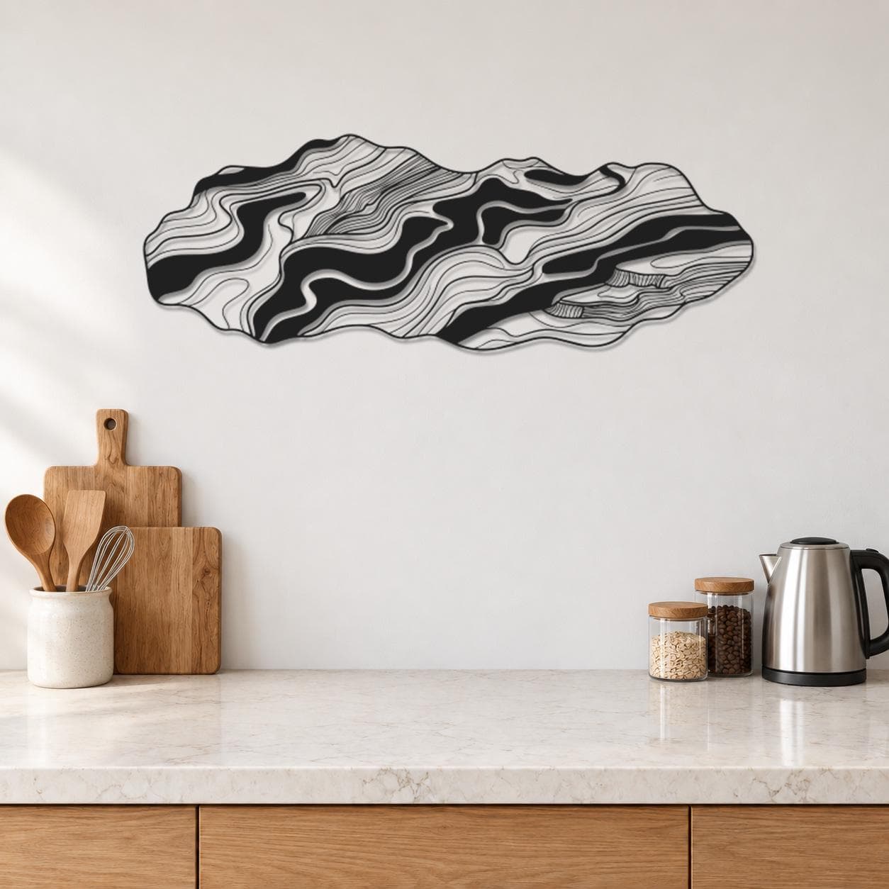 Contour Metal Art, Layered Flowing Pattern, Organic Shape Outline, Topographic Inspired Lines, Graphic Line Texture, Decorative Wall Hanging - image 3