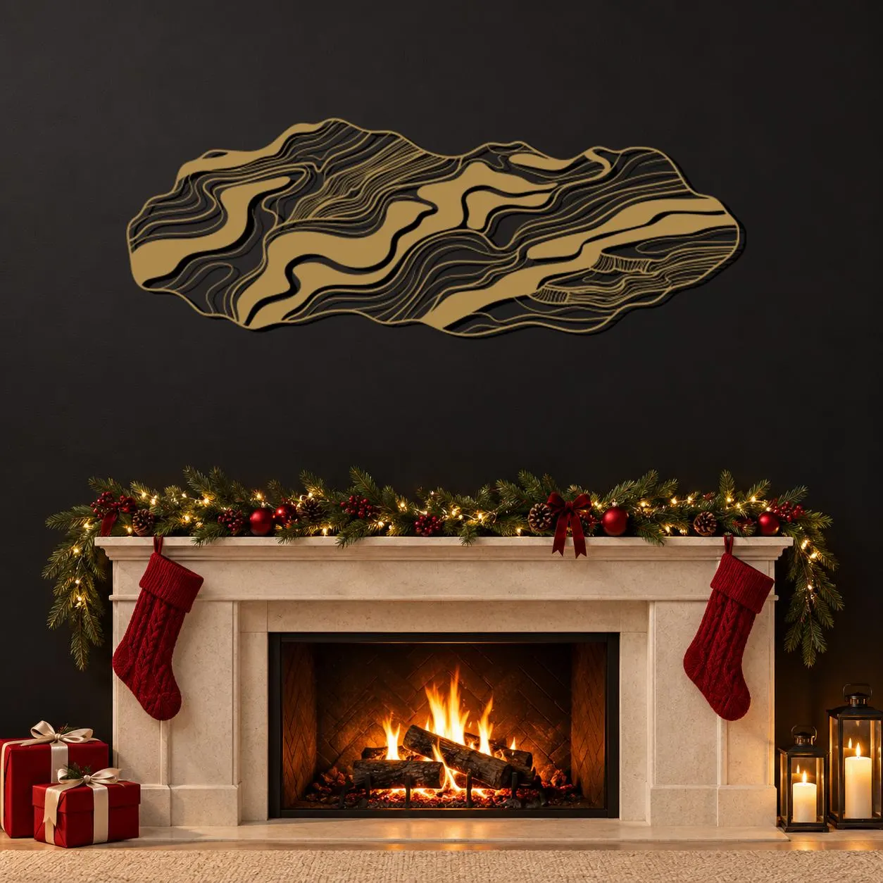 Contour Metal Art, Layered Flowing Pattern, Organic Shape Outline, Topographic Inspired Lines, Graphic Line Texture, Decorative Wall Hanging - image 5