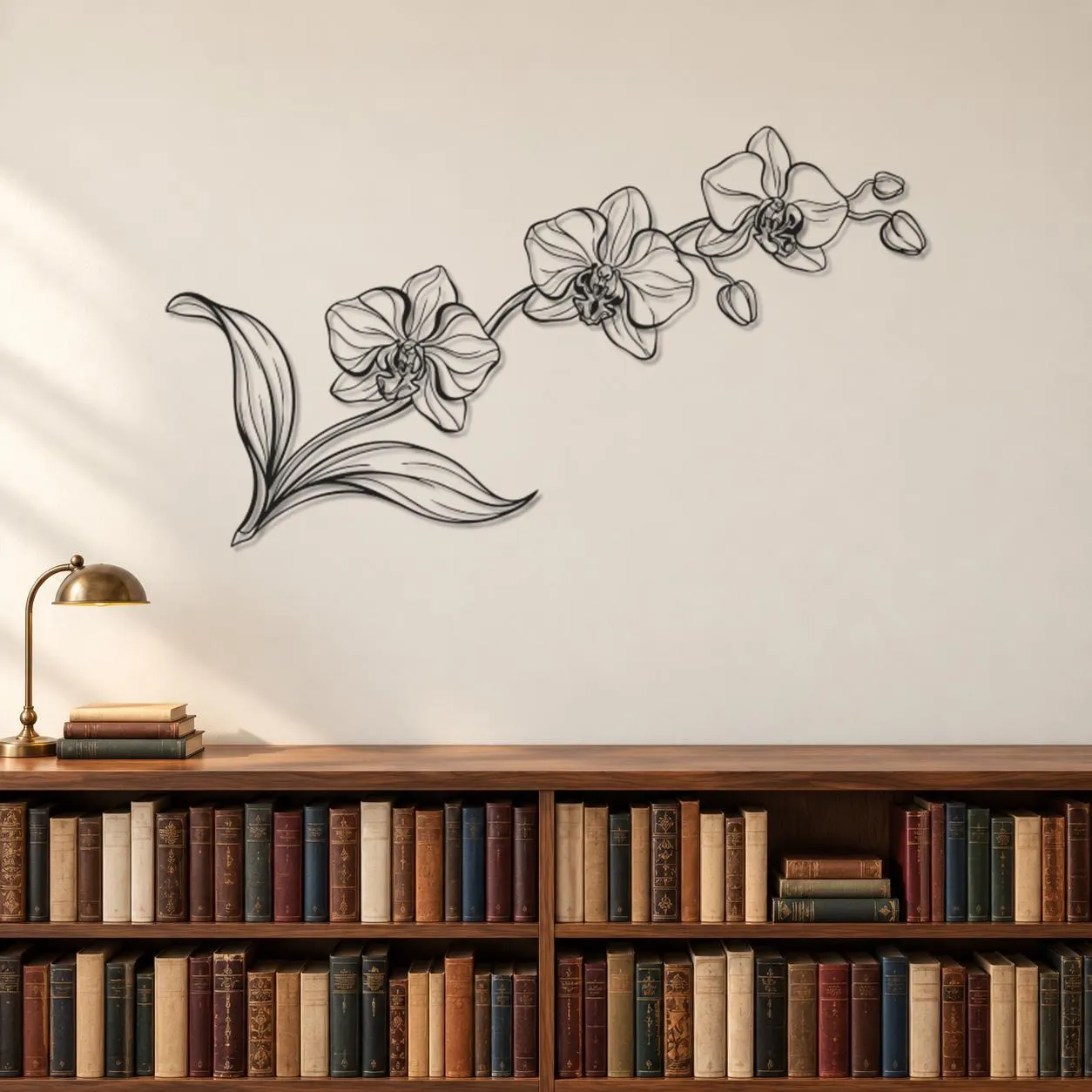 Orchid Metal Art, Flowering Stem Outline, Detailed Petal Lines, Bud And Leaf, Nature Metal Decor, Garden Inspired Artwork, Flower Lover Gift - image 4