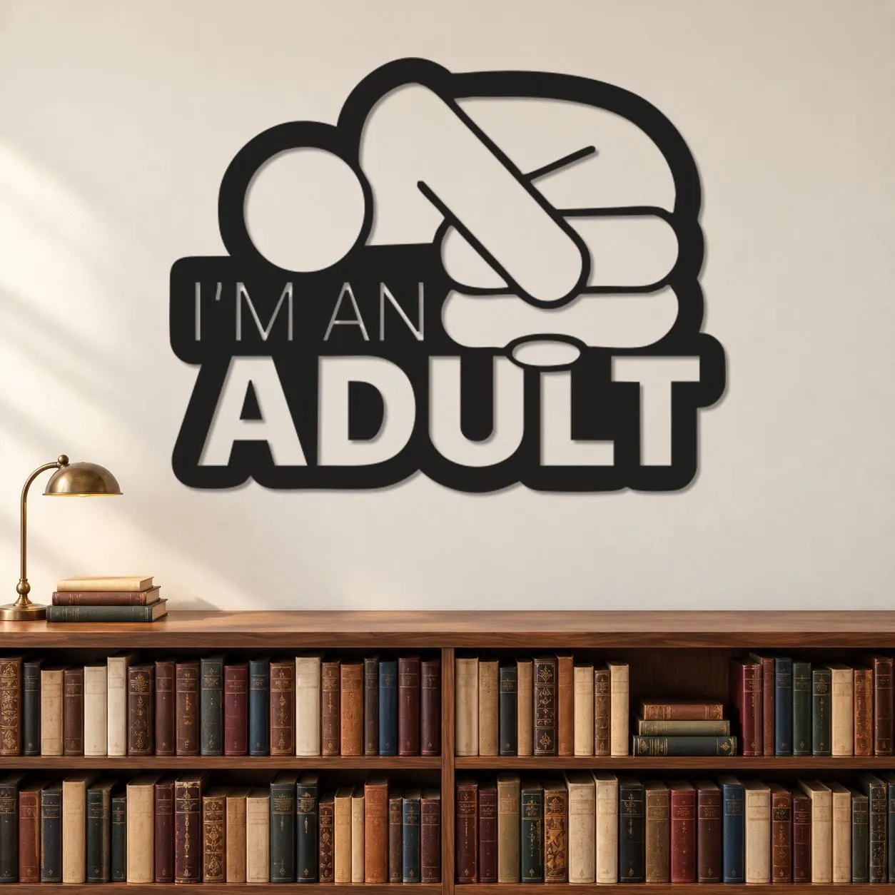 Adult Humor Sign, I'm An Adult, Cheeky Metal Decor, Humorous Wall Sculpture, Statement Lettering, Graphic Gesture Artwork, Funny Friend Gift - image 5