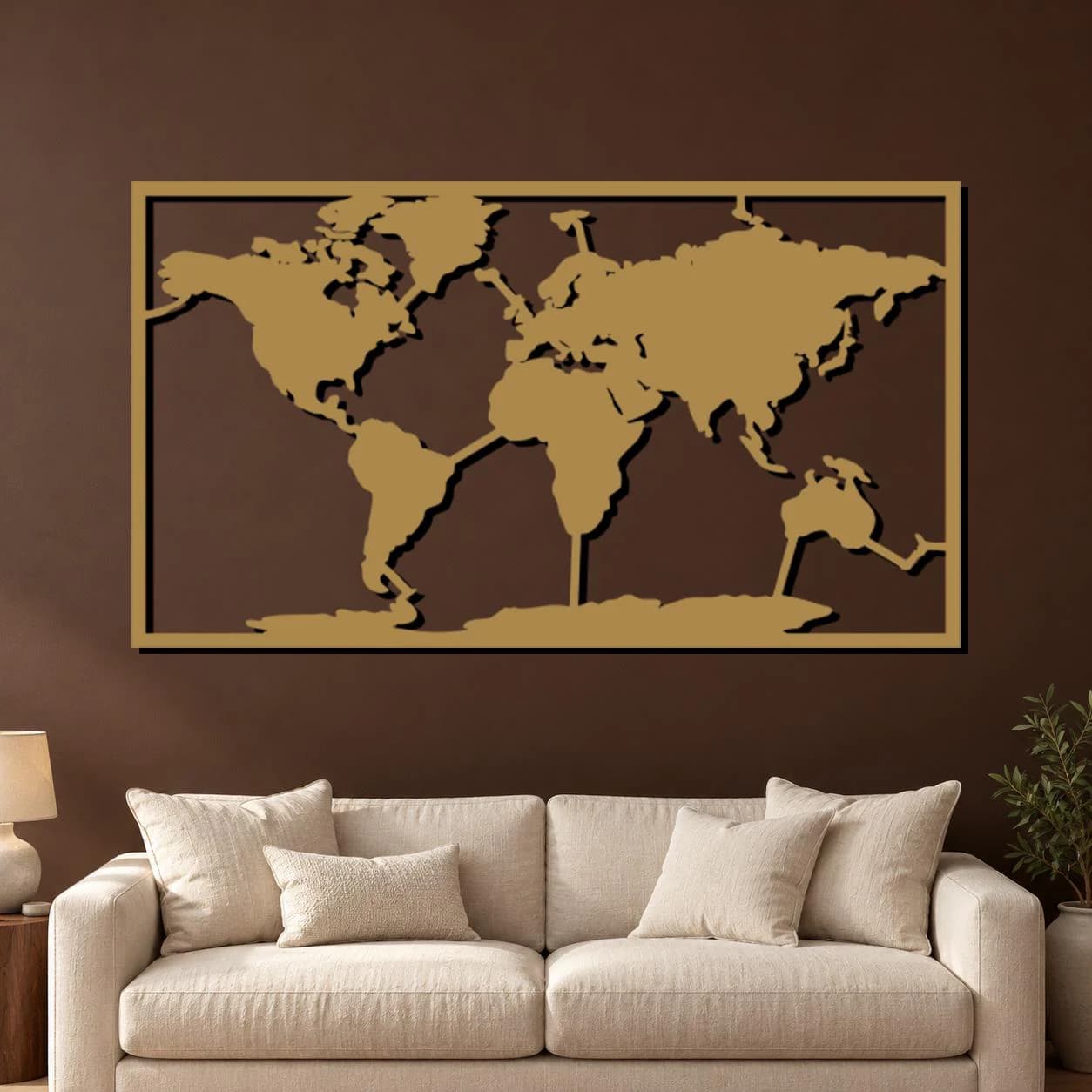 World Map Art, Framed Continent Silhouettes, Global Travel Design, Rectangular Metal Panel, Geography Wall Sculpture, Journey Inspired Decor - image 5