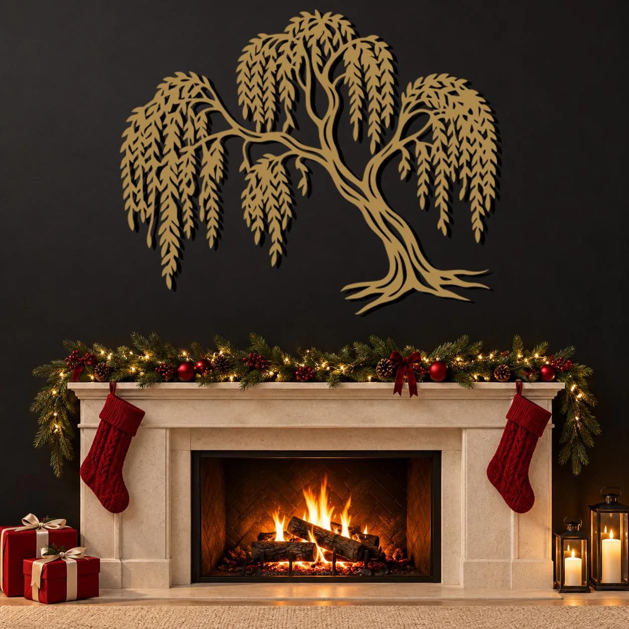 Willow Tree Art, Drooping Leaf Canopy, Curved Trunk Design, Nature Metal Decor, Flowing Branch Pattern, Plant Lover Gift, Metal Wall Hanging - image 4