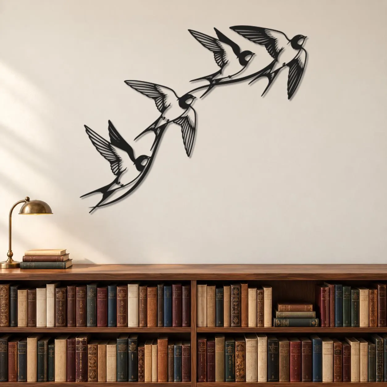 Swallow Metal Art, Four Flying Birds, Sweeping Wing Lines, Nature Metal Decor, Airborne Wildlife Artwork, Bird Lover Gift, Outline Sculpture - image 3