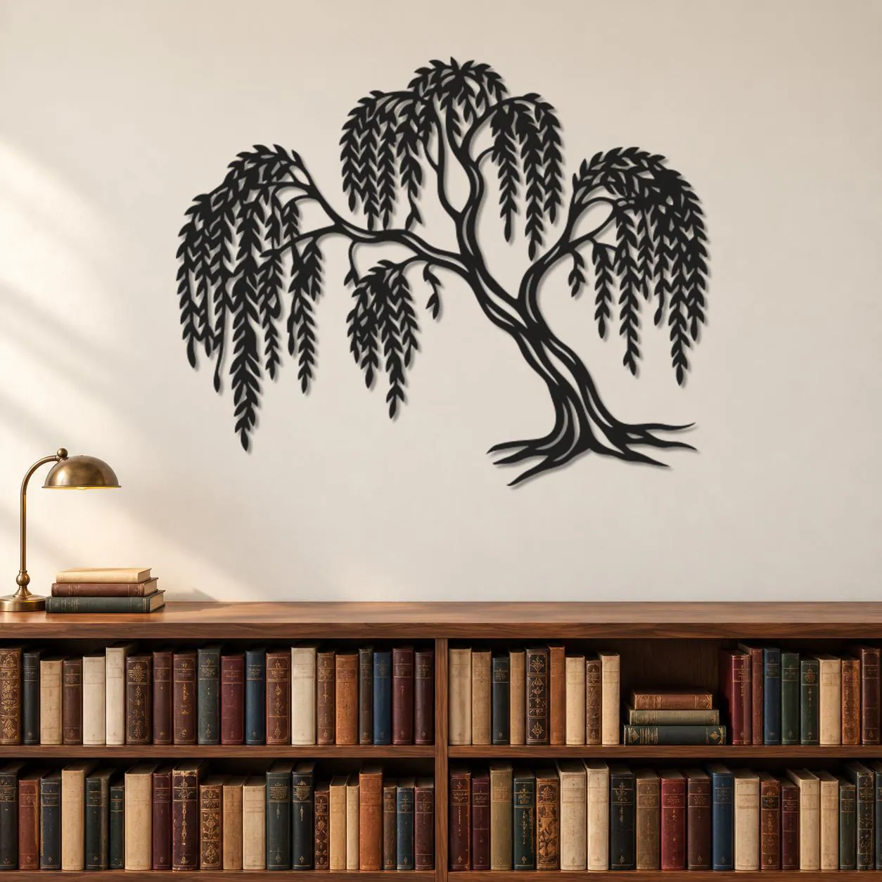 Willow Tree Art, Drooping Leaf Canopy, Curved Trunk Design, Nature Metal Decor, Flowing Branch Pattern, Plant Lover Gift, Metal Wall Hanging - image 3