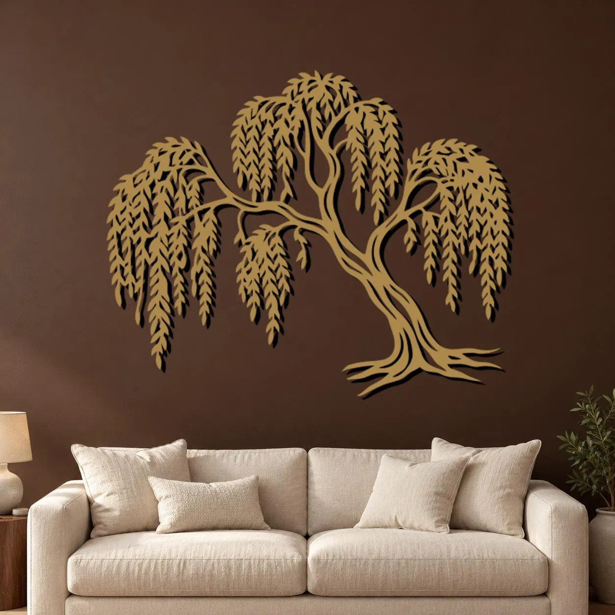Willow Tree Art, Drooping Leaf Canopy, Curved Trunk Design, Nature Metal Decor, Flowing Branch Pattern, Plant Lover Gift, Metal Wall Hanging - image 5
