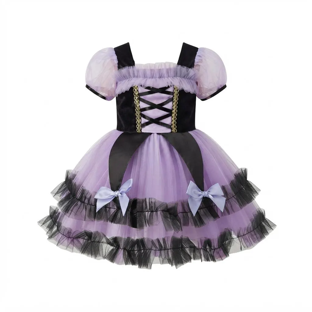 Purple Tulle Witch Tutu Dress, Halloween Party Costume for Girls - image 3