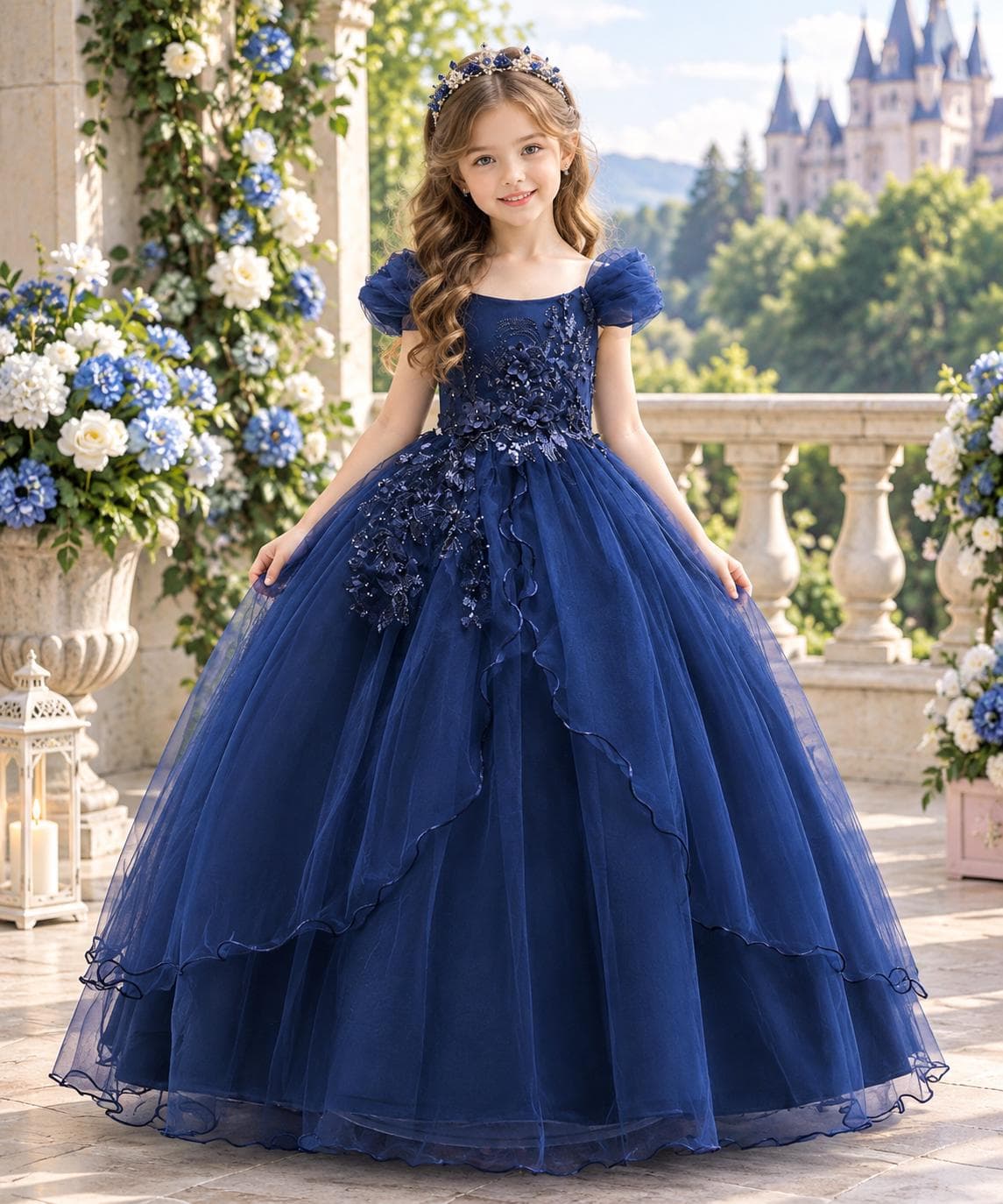 Elegant Tulle Flower Girl Dress, Princess Bow Wedding Bridesmaid Dress - image 3