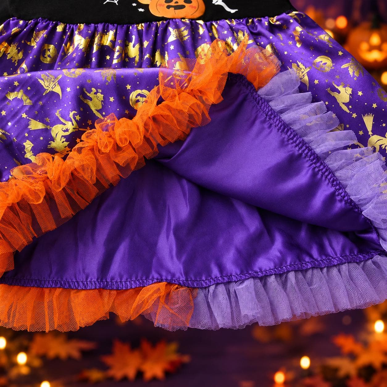 Halloween Princess Dress for Baby Girls, Pumpkin Skull Print Costume, Kids Halloween Party DressCotton Mesh Tutu DressToddler Cosplay Outfit - image 3