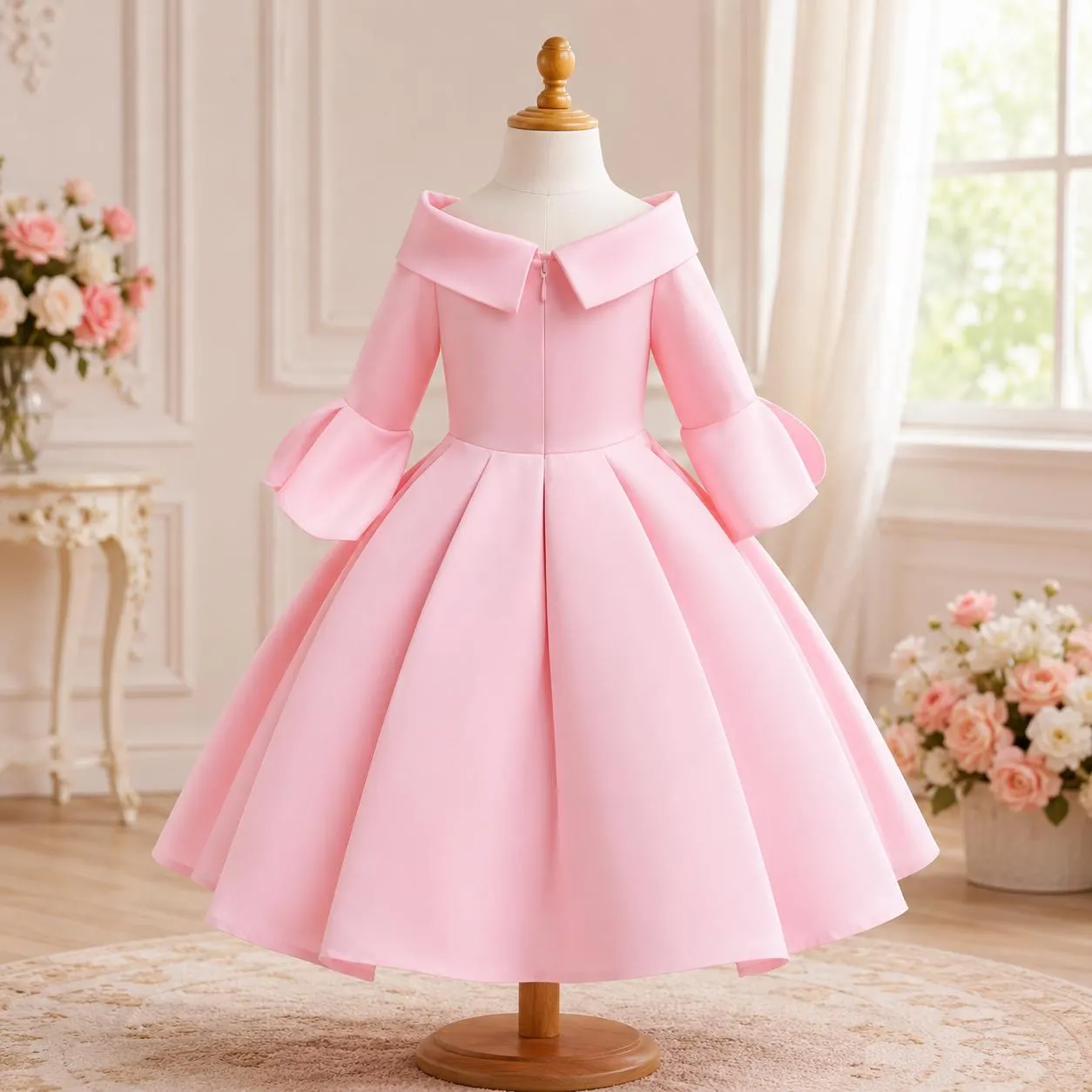 Girls White Flower Princess Dress, Elegant Summer Communion Costume (2-10 Years) - image 5