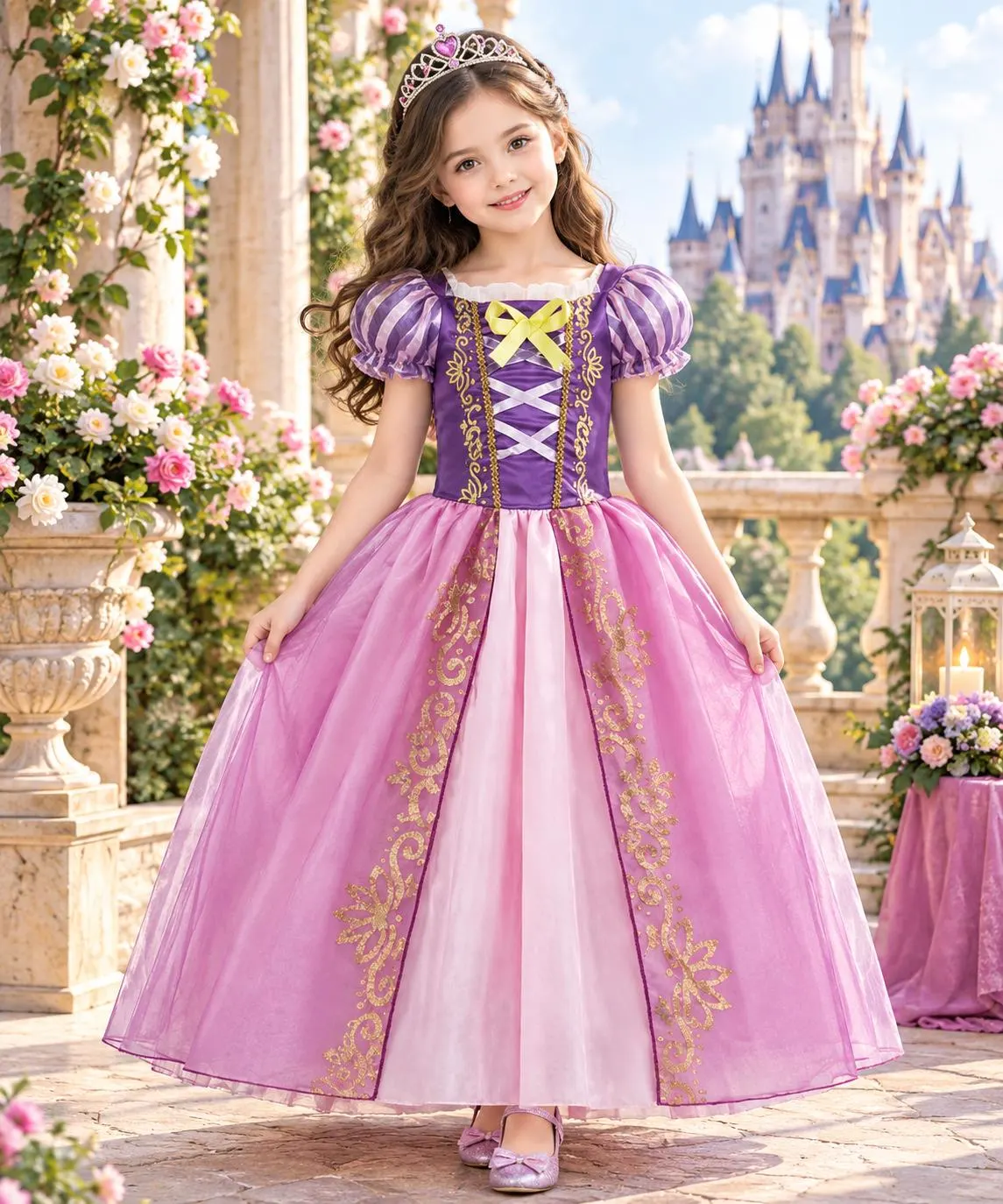 Girls Princess Costume Dress, Fairy Tale Birthday Outfit, Cosplay Party Clothing - image 5
