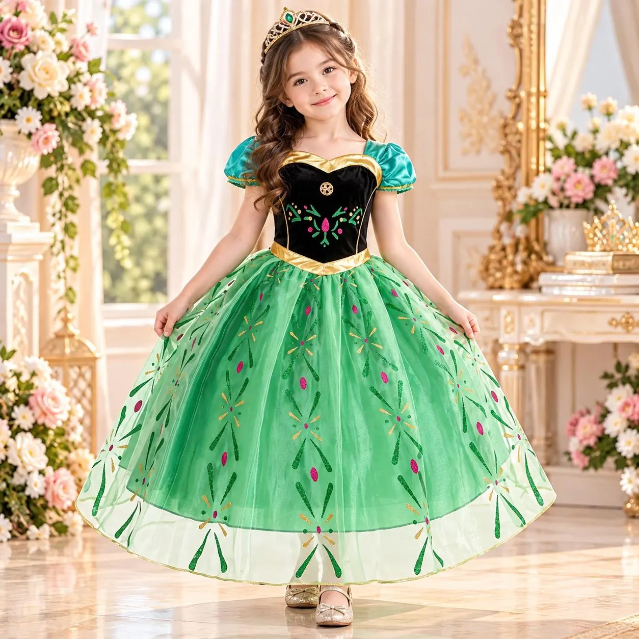 Girls Princess Costume Dress, Fairy Tale Birthday Outfit, Cosplay Party Clothing - image 4