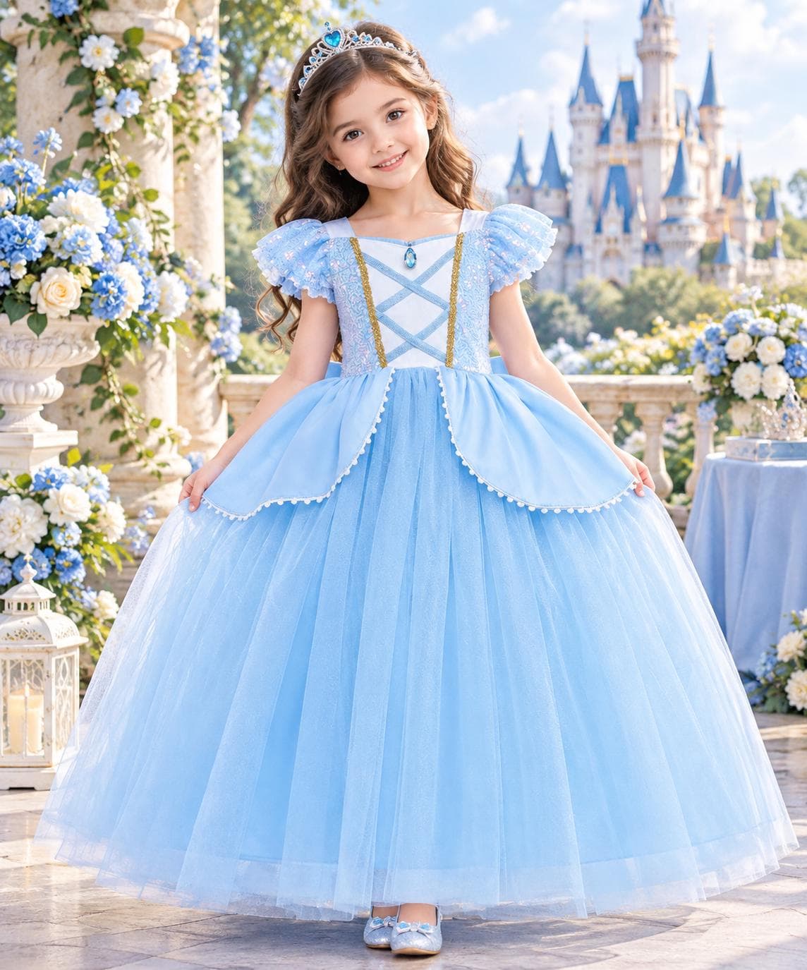 Girls Princess Costume Dress, Fairy Tale Birthday Outfit, Cosplay Party Clothing - image 3