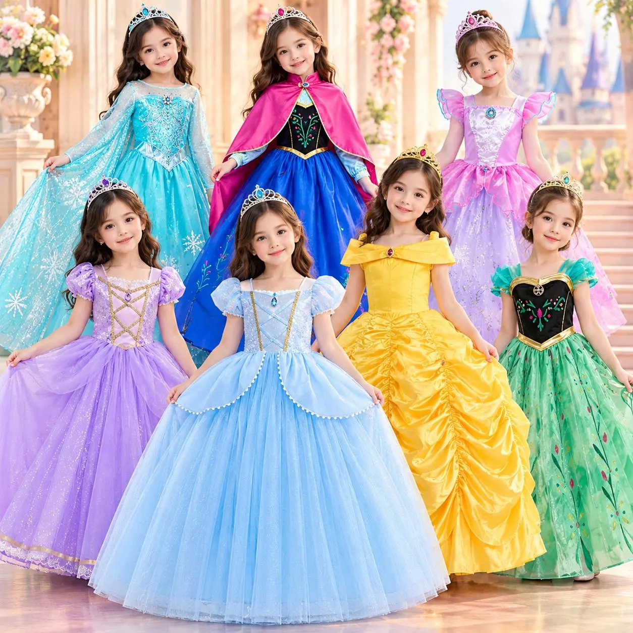 Girls Princess Costume Dress, Fairy Tale Birthday Outfit, Cosplay Party Clothing
