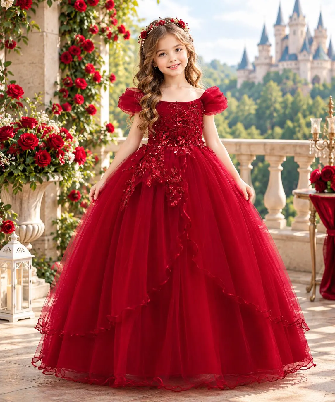 Elegant Tulle Flower Girl Dress, Princess Bow Wedding Bridesmaid Dress - image 4
