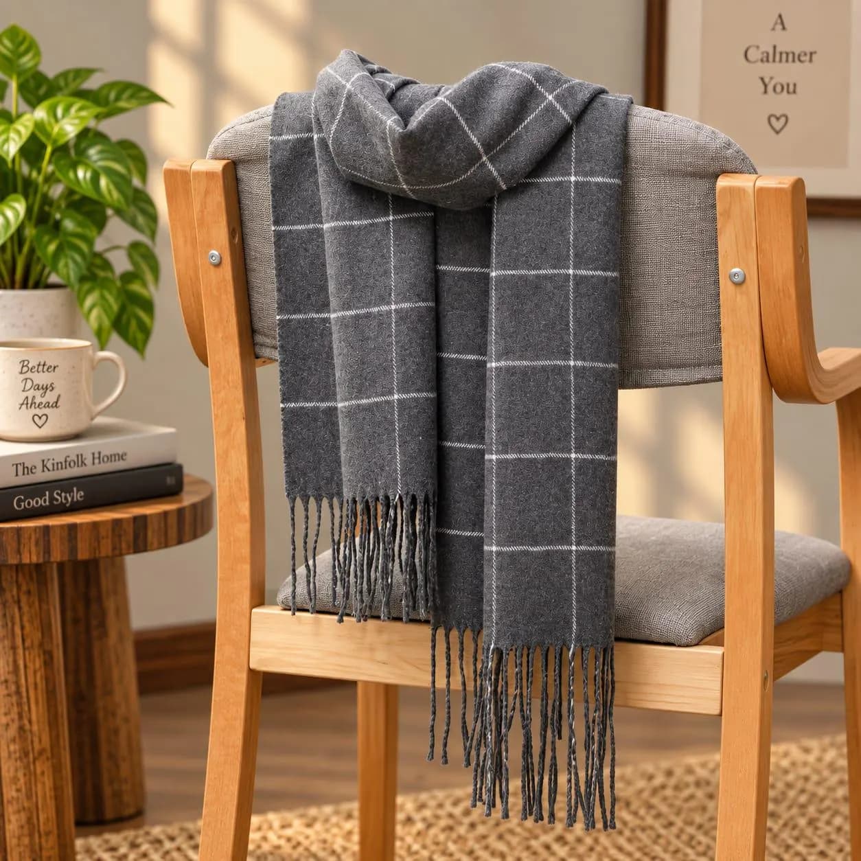 Plaid Winter Scarf for Women, Soft Checkered Fringe Scarf, Long Cozy Wrap, Multiple Colors, Warm Fashion Scarf for Fall and Winter - image 2