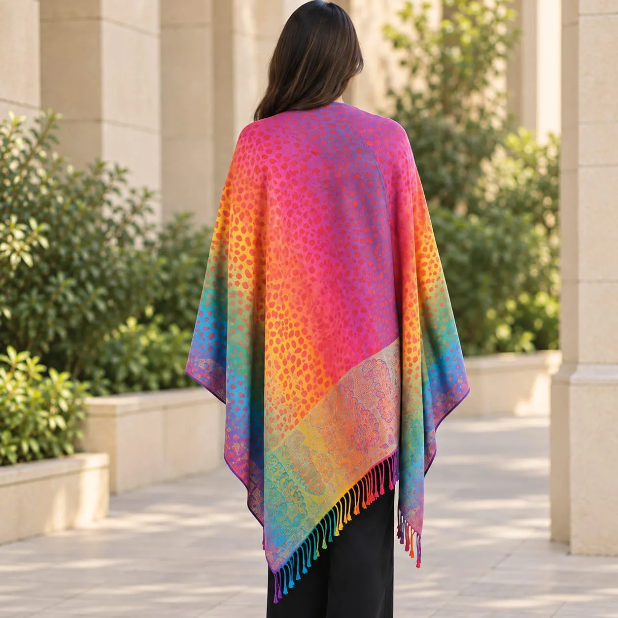 Multicolor Paisley Shawl Wrap, Women's Soft Scarf, Colorful Fringe Scarf, Lightweight Fashion Wrap, Four Season Accessory - image 4