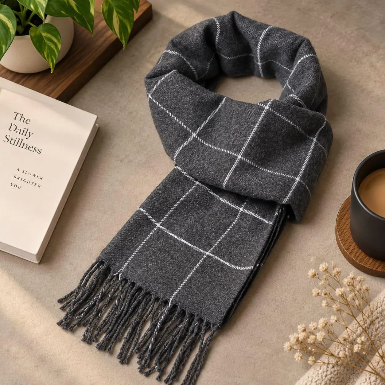 Plaid Winter Scarf for Women, Soft Checkered Fringe Scarf, Long Cozy Wrap, Multiple Colors, Warm Fashion Scarf for Fall and Winter - image 5