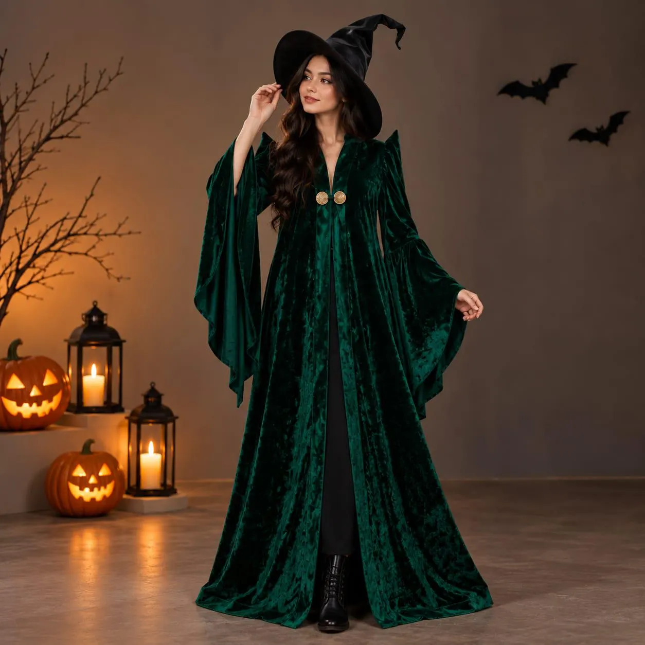 McGonagall Costume with Witch Hat, Professor Robe, Wizard School Costume, Halloween Cosplay, Magical Academy Outfit