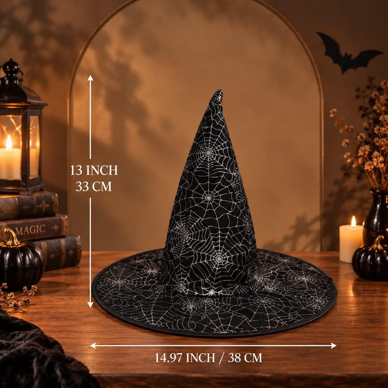 Black Velvet Witch Hat, Wide Brim Halloween Costume Hat, Gothic Wizard Hat, Men & women Party Accessory - image 3
