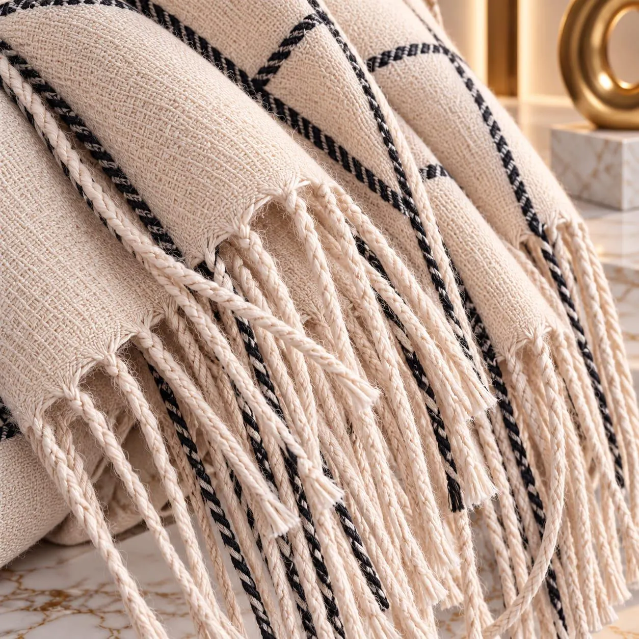 Women’s Plaid Scarf, Checkered Winter Scarf, Soft Woven Wrap, Fringed Tassel Scarf, Cozy Fashion Shawl, Lightweight Warm Scarf, Gift for Her - image 3