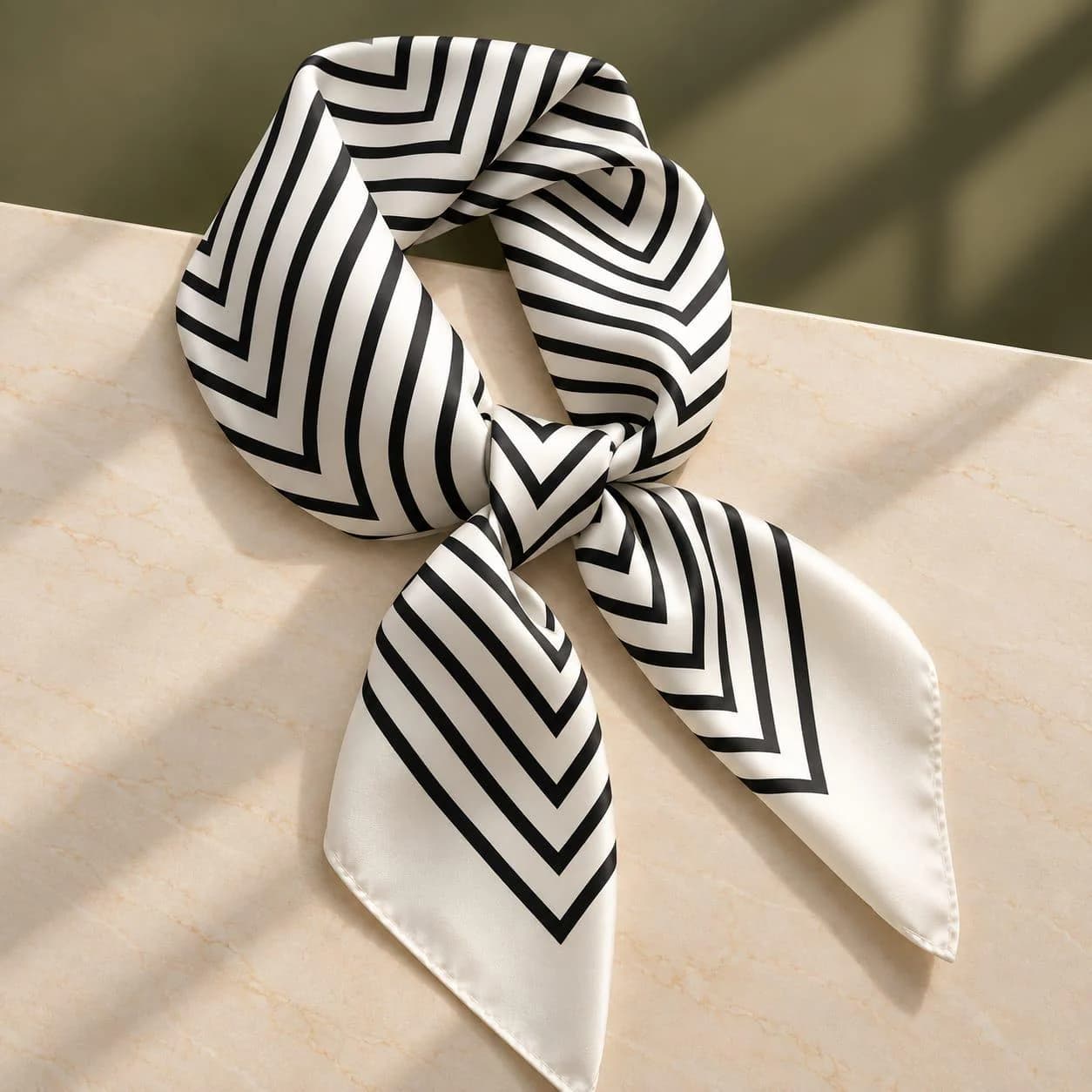 Women's Geometric Print Satin Scarf, Versatile Hair & Bag Accessory