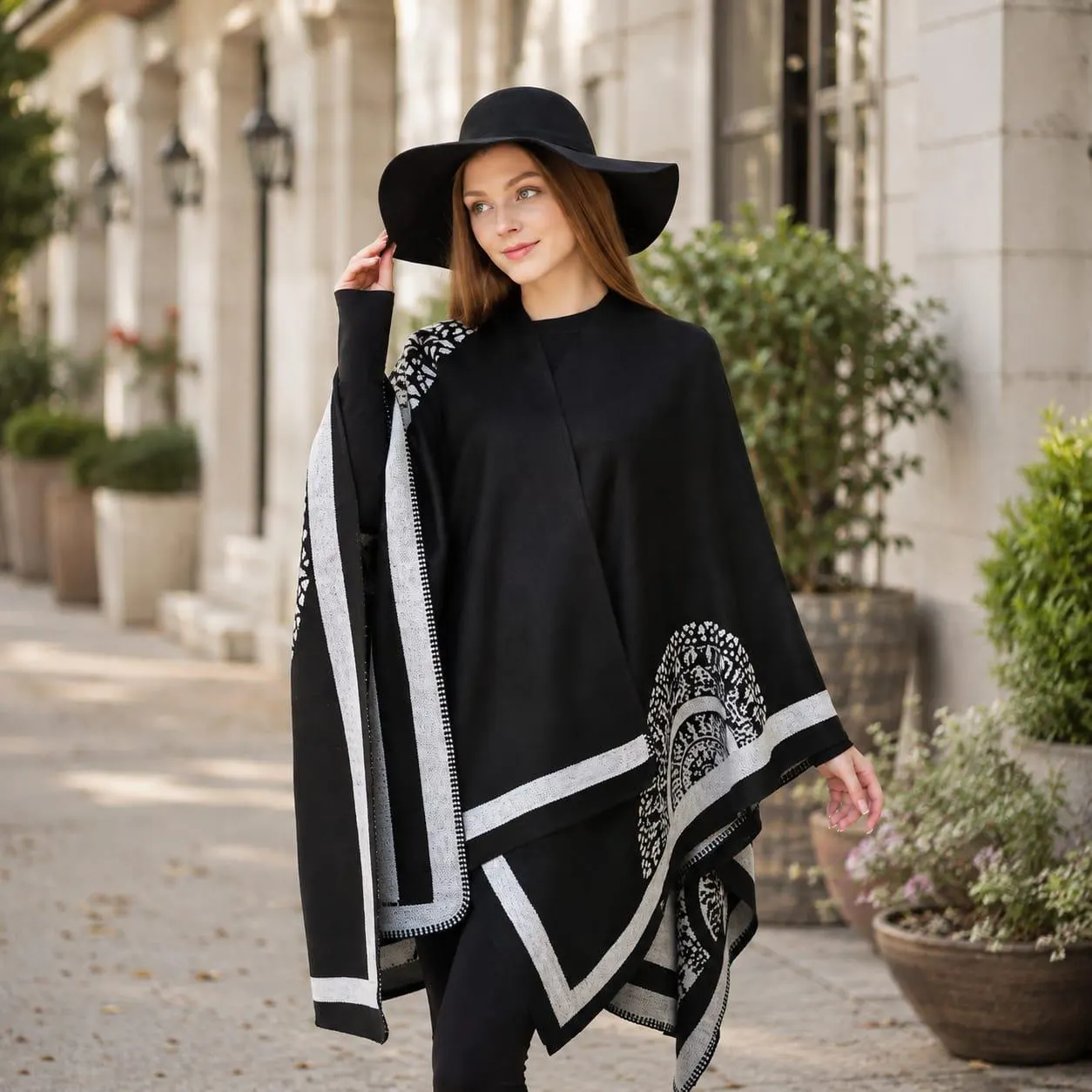 Women's Shawl Wrap, Elegant Printed Winter Shawl, Warm Casual Shoulder Wrap
