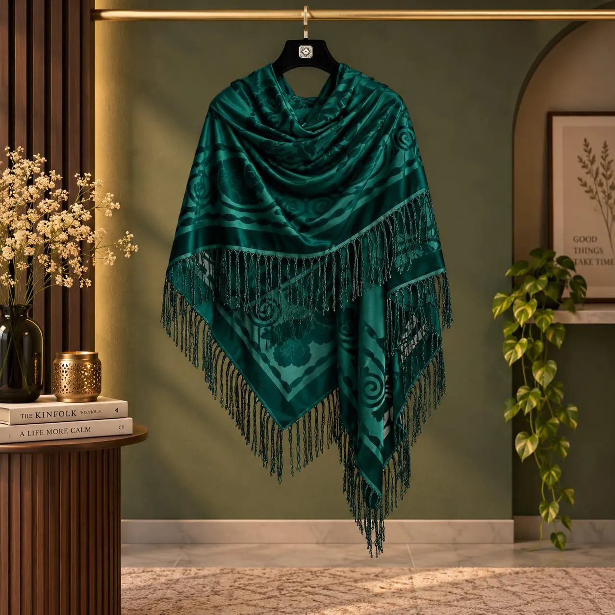 Retro Velvet Tassel Scarf for Women | Floral Embroidery Warm Shawl | Ethnic Fashion Scarf | Multiple Colors - image 5