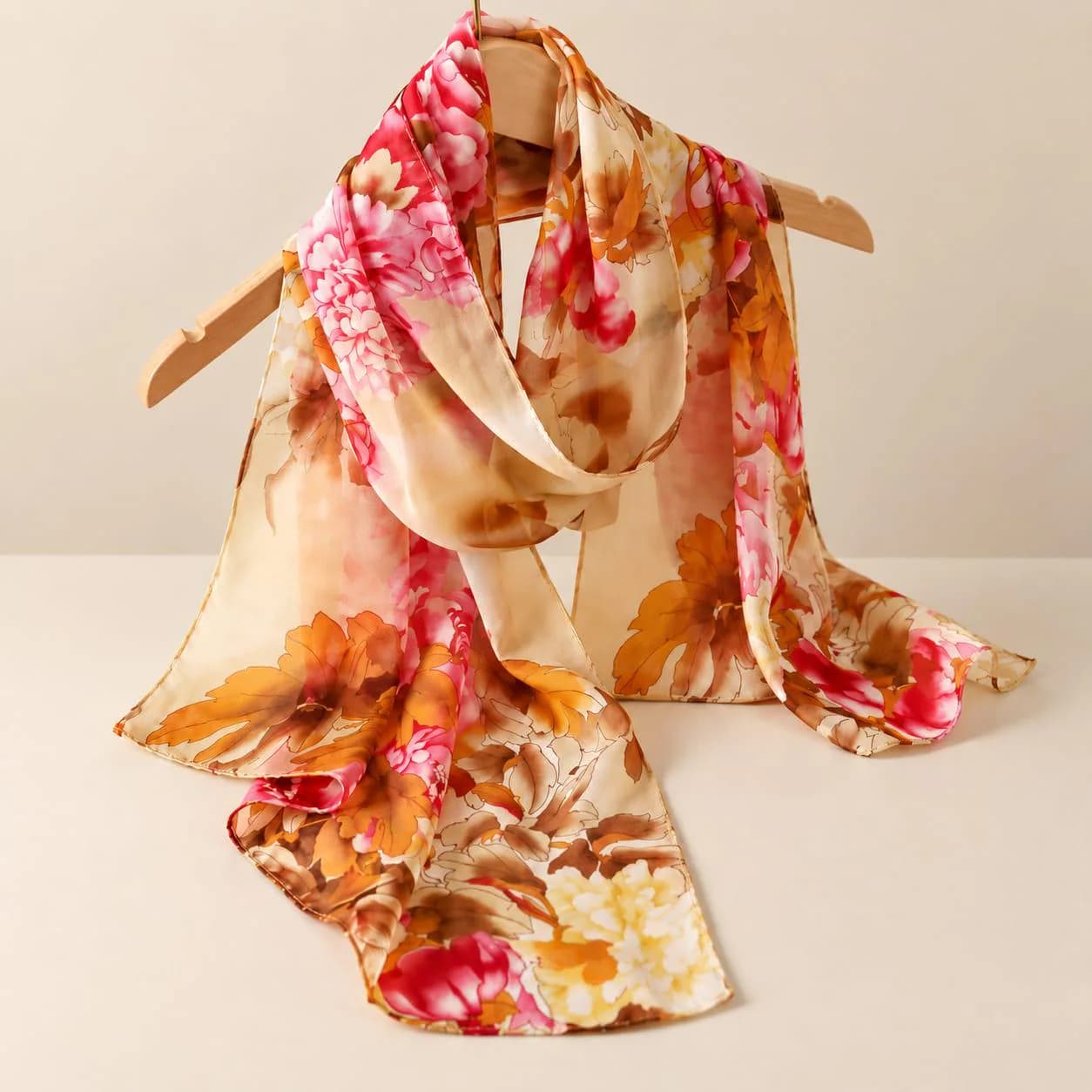 Floral Chiffon Scarf for Women, Lightweight Sheer Shawl, Long Flower Print Wrap, Soft Fashion Scarf, Four Season Scarf - image 4