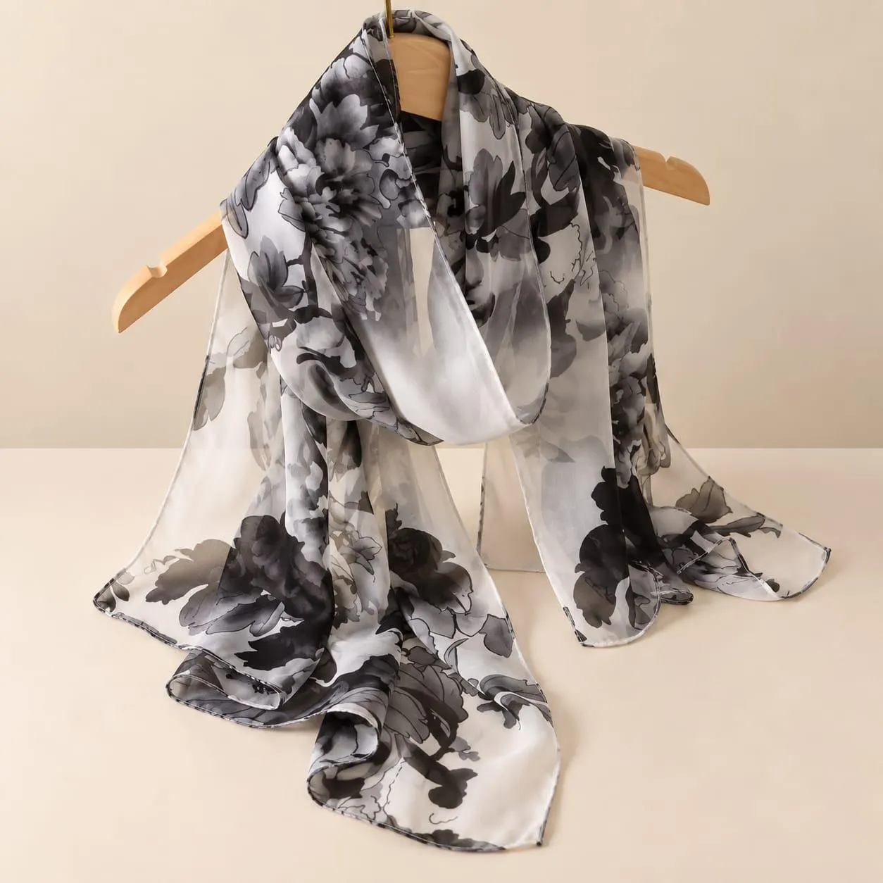 Floral Chiffon Scarf for Women, Lightweight Sheer Shawl, Long Flower Print Wrap, Soft Fashion Scarf, Four Season Scarf - image 2