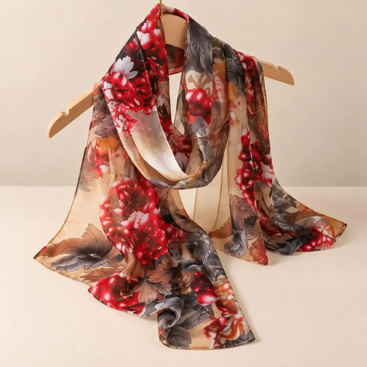 Floral Chiffon Scarf for Women, Lightweight Sheer Shawl, Long Flower Print Wrap, Soft Fashion Scarf, Four Season Scarf - image 3