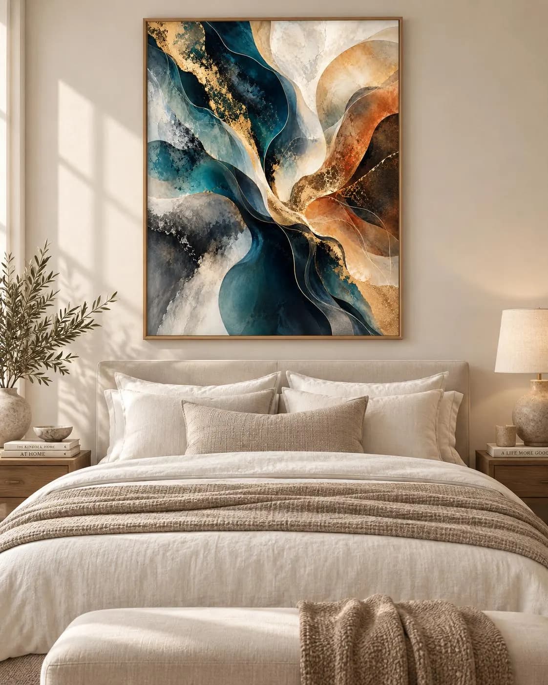 Luxury Teal Gold Abstract Wall Art, Modern Digital Download (Printable)