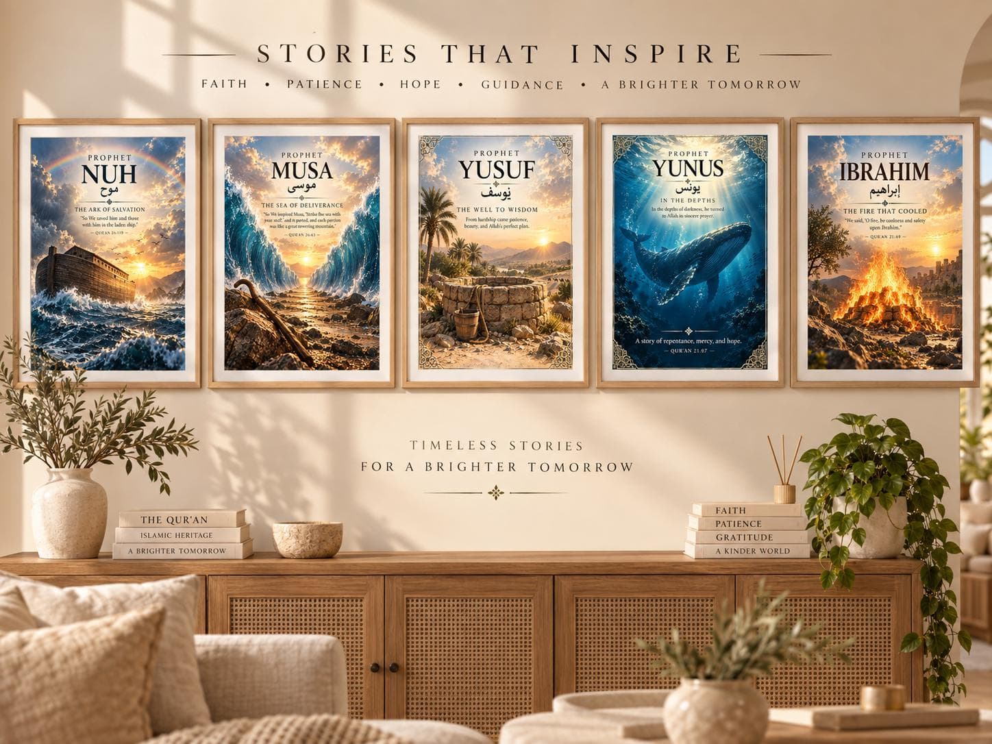 Islamic Prophet Stories Wall Art Set, Nuh, Musa, Yusuf, Yunus, Ibrahim Prints. Digital Download - image 3