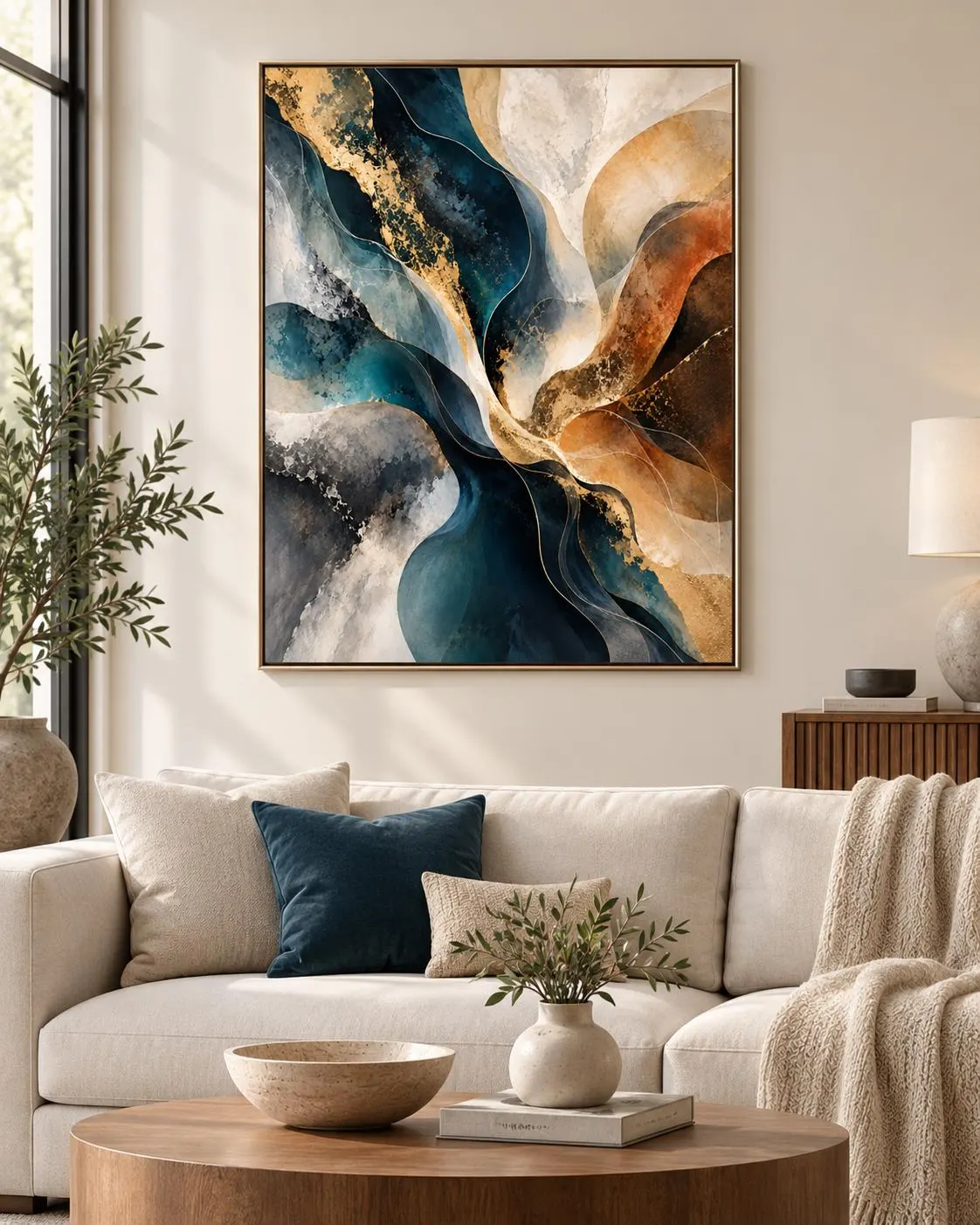 Luxury Teal Gold Abstract Wall Art, Modern Digital Download (Printable) - image 3