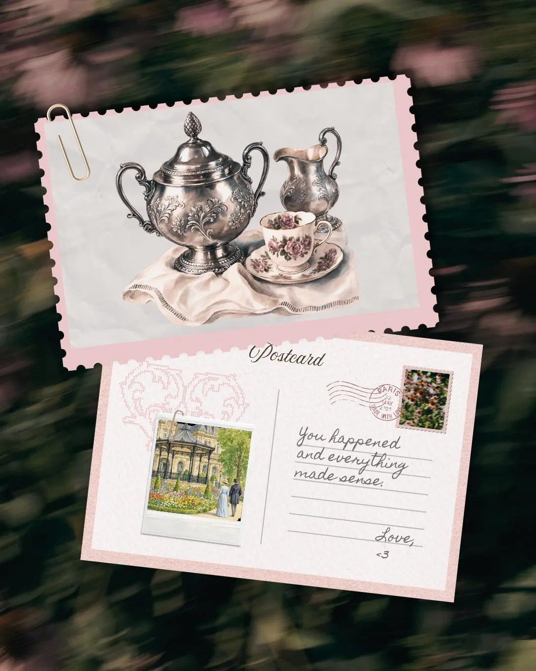 Tea Party Bridal Shower Invitation, Tea With The Bride To Be Template, Vintage Silver or Rose Teacup Design, Editable Canva Printable - image 3