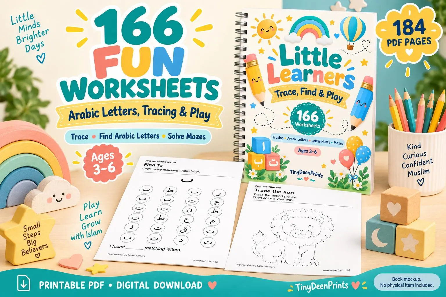 BUNDLE 166 Arabic Letters & Alphabet Worksheets for Kids