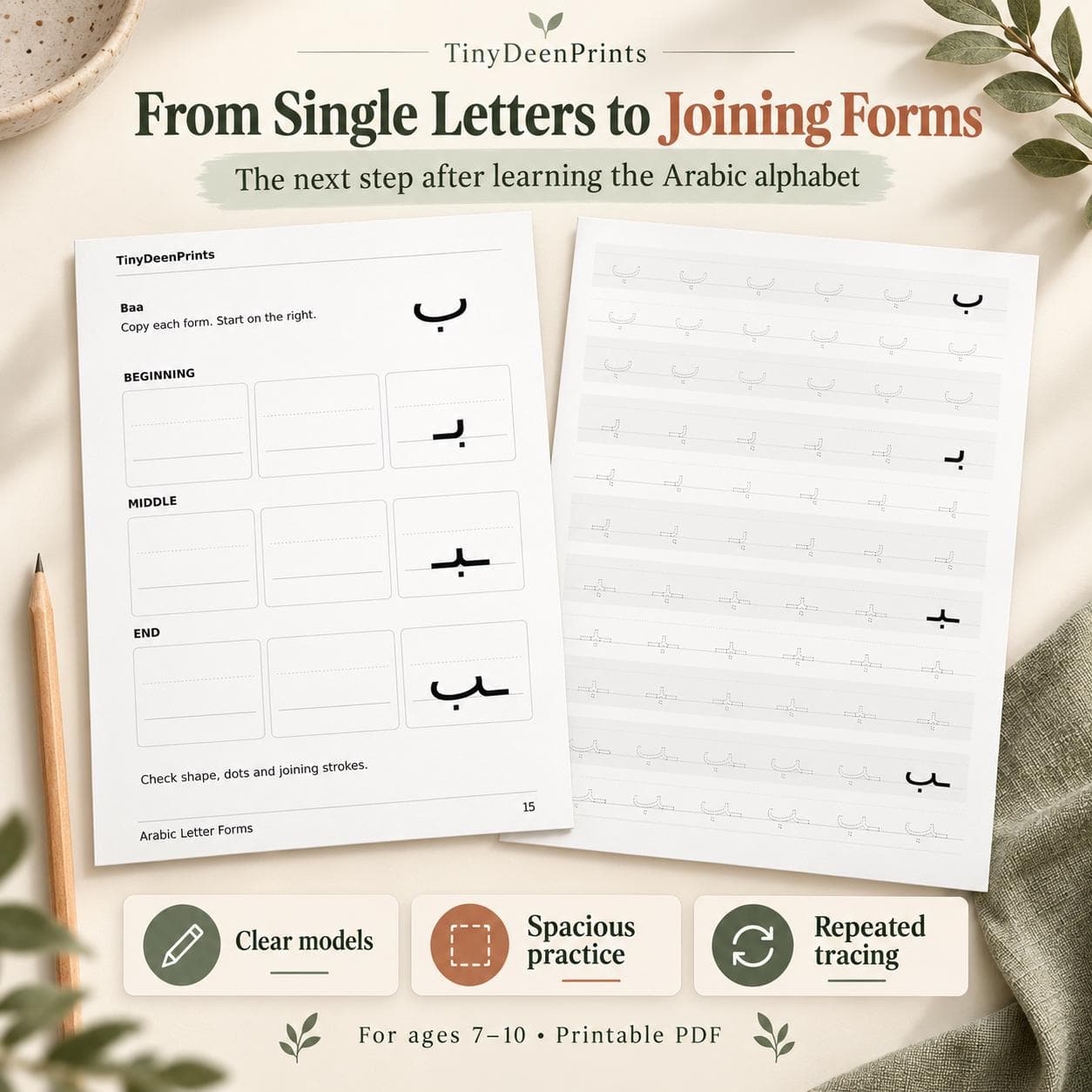 Arabic Handwriting Worksheets for Kids: Letter Forms and Tracing, 156-Page Printable PDF - image 3