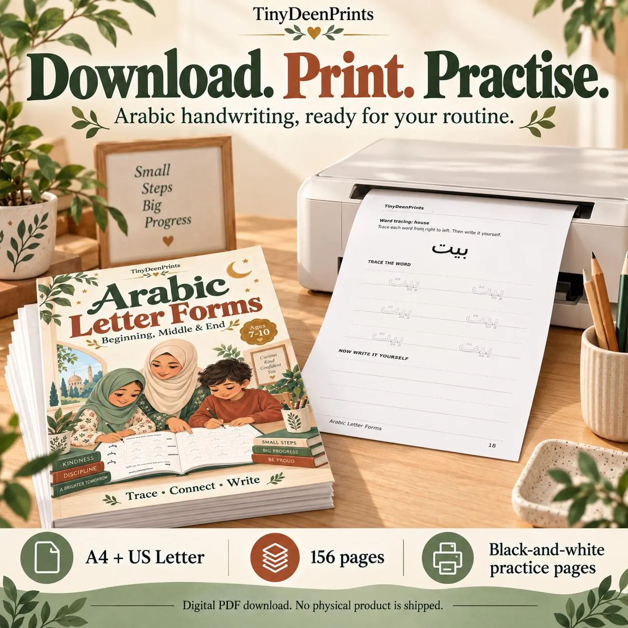 Arabic Handwriting Worksheets for Kids: Letter Forms and Tracing, 156-Page Printable PDF - image 5