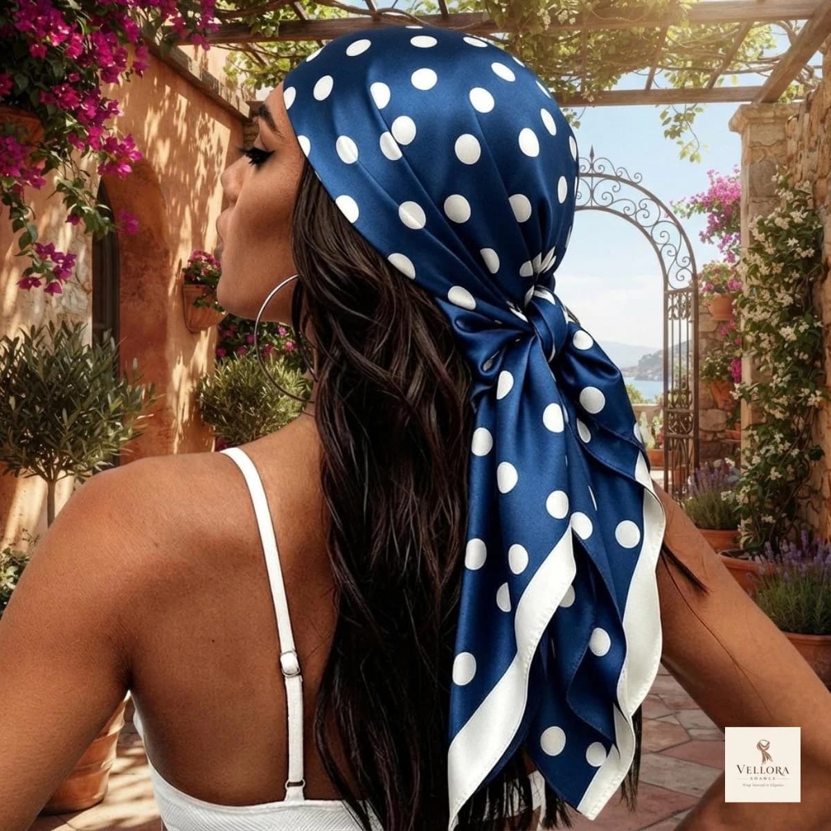 90cm Polka Dot Satin Scarf, Square Neck Scarf, Women's Hair Wrap, Lightweight Accessory