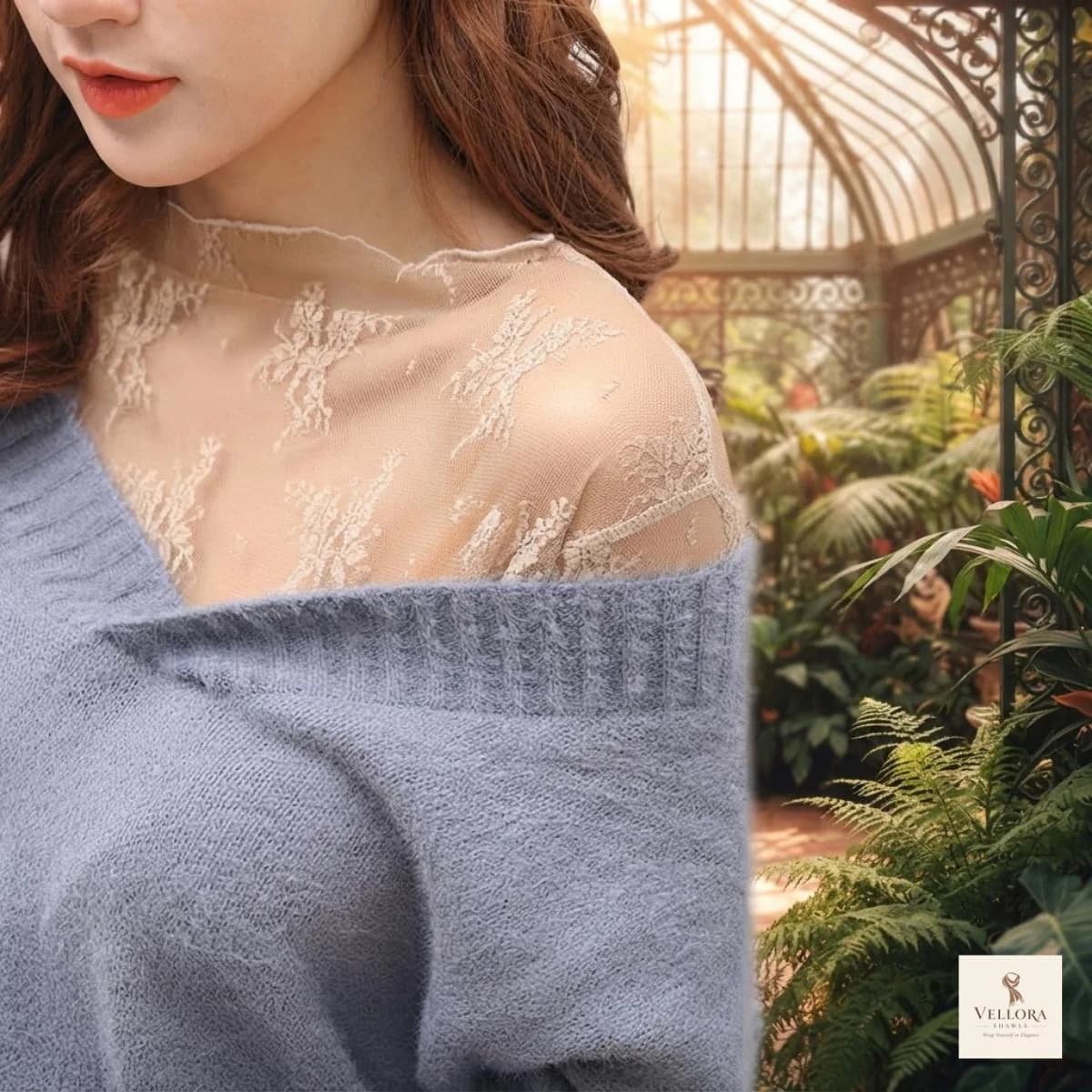 Women's black mesh blouse front view