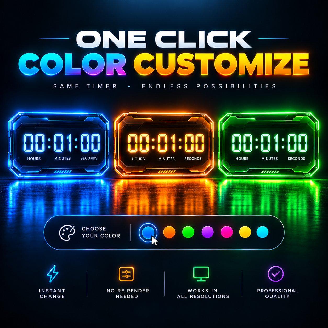 Countdown Timer DaVinci Resolve Templates, Animated Countdown Timer Video Pack, New Year Event Timer Overlay Graphics - image 5